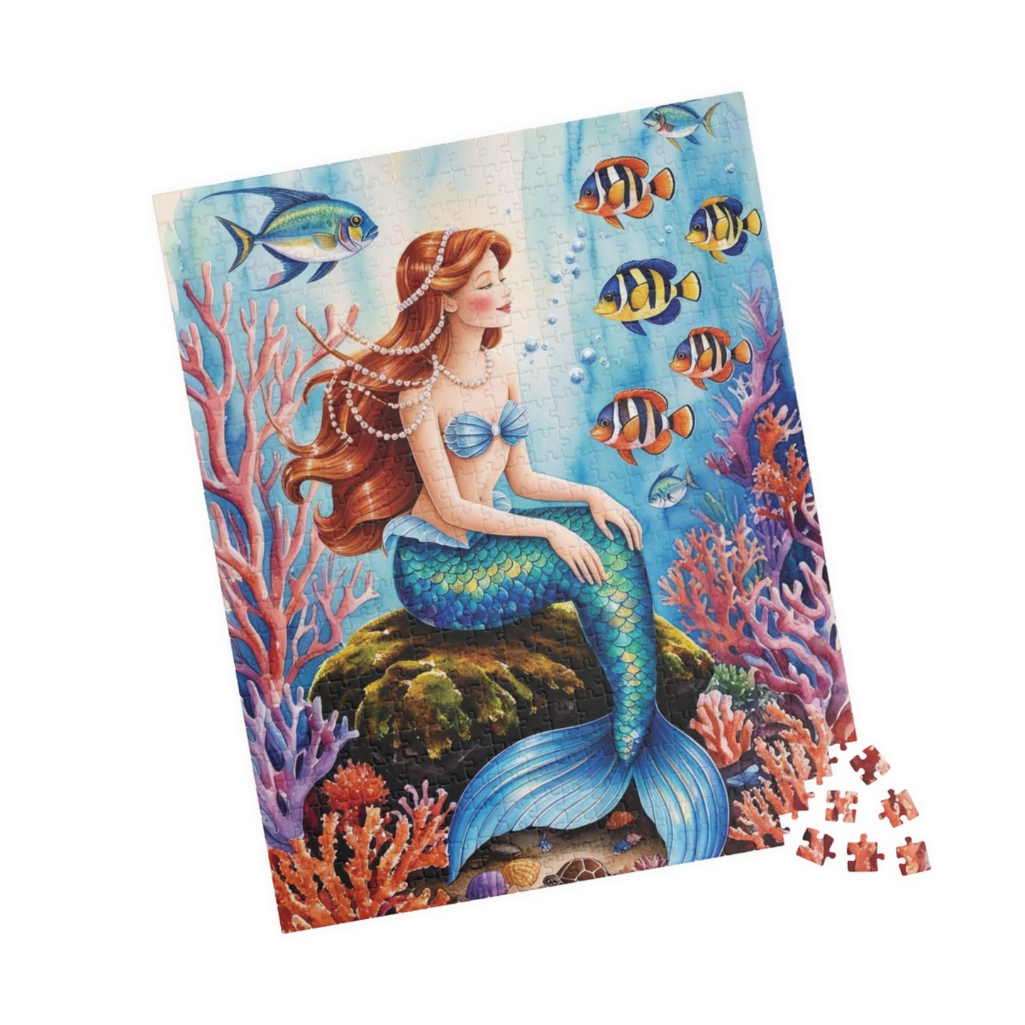 Mythical Creature Puzzle, Mermaid Sitting on Rock Jigsaw Game, Underwater Coral Reef Ocean Theme, Challenging Fun Family Activity Game Night Puzzle The Puzzle Chest