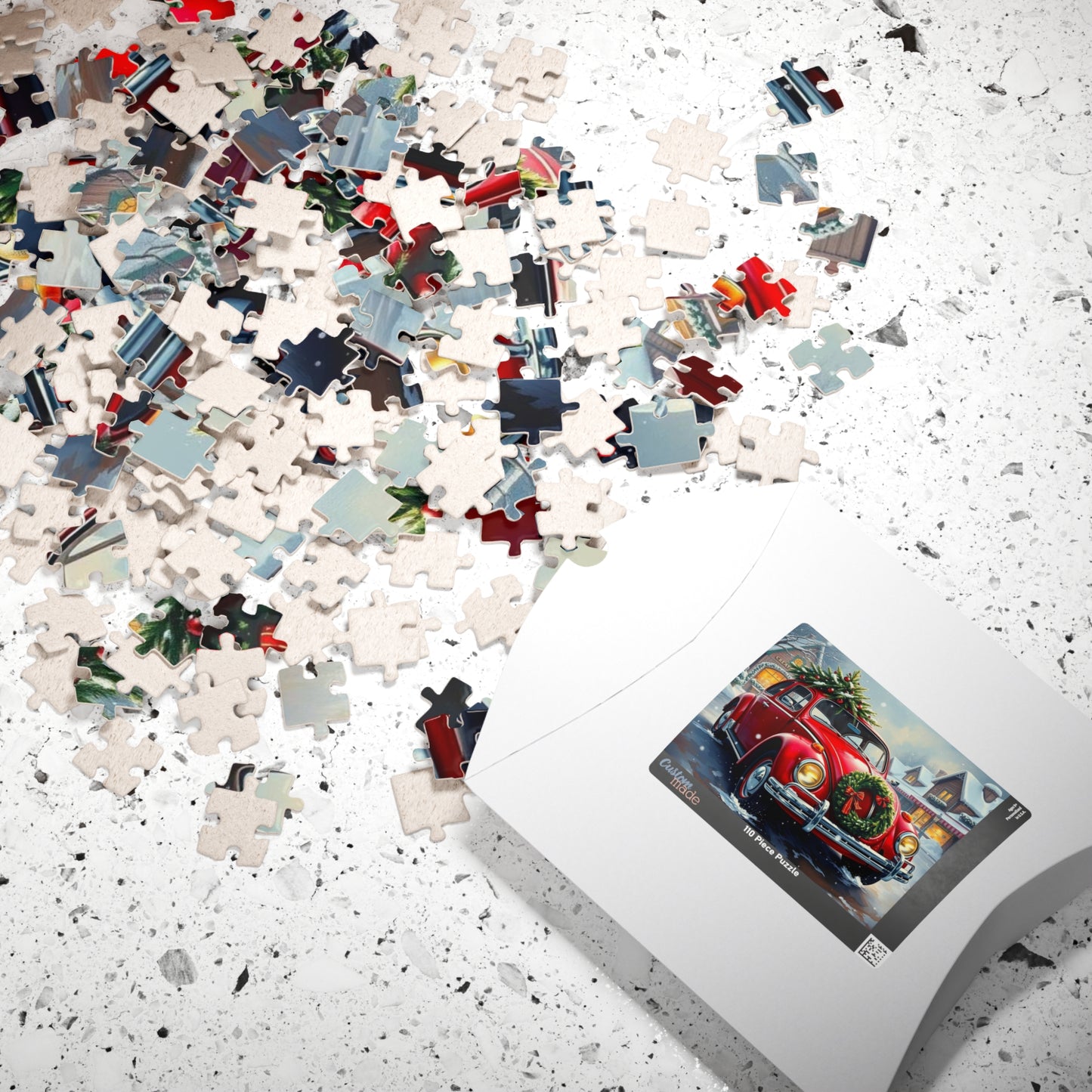 Winter Wonderland Jigsaw Puzzle - Christmas Vintage Car Theme, Retro Auto Holiday Gift for Families, Solo Winter Fun, 110-1014 Piece