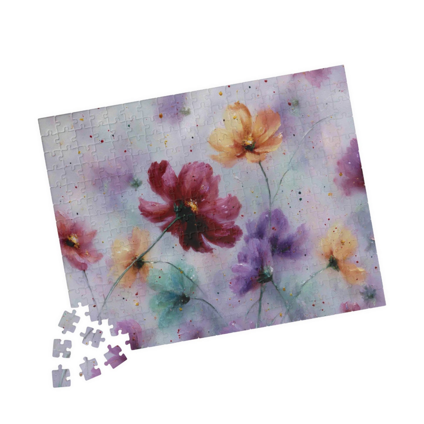 Pastel Bloom Jigsaw Puzzle - Vibrant Abstract Flowers with Gentle Whimsy