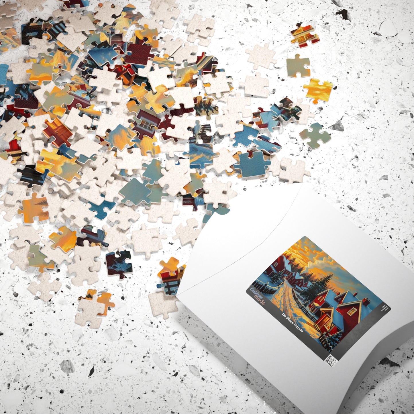 Swedish Winter Village Puzzle Jigsaw Game, Snowy Scandinavian Landscape Puzzle The Puzzle Chest