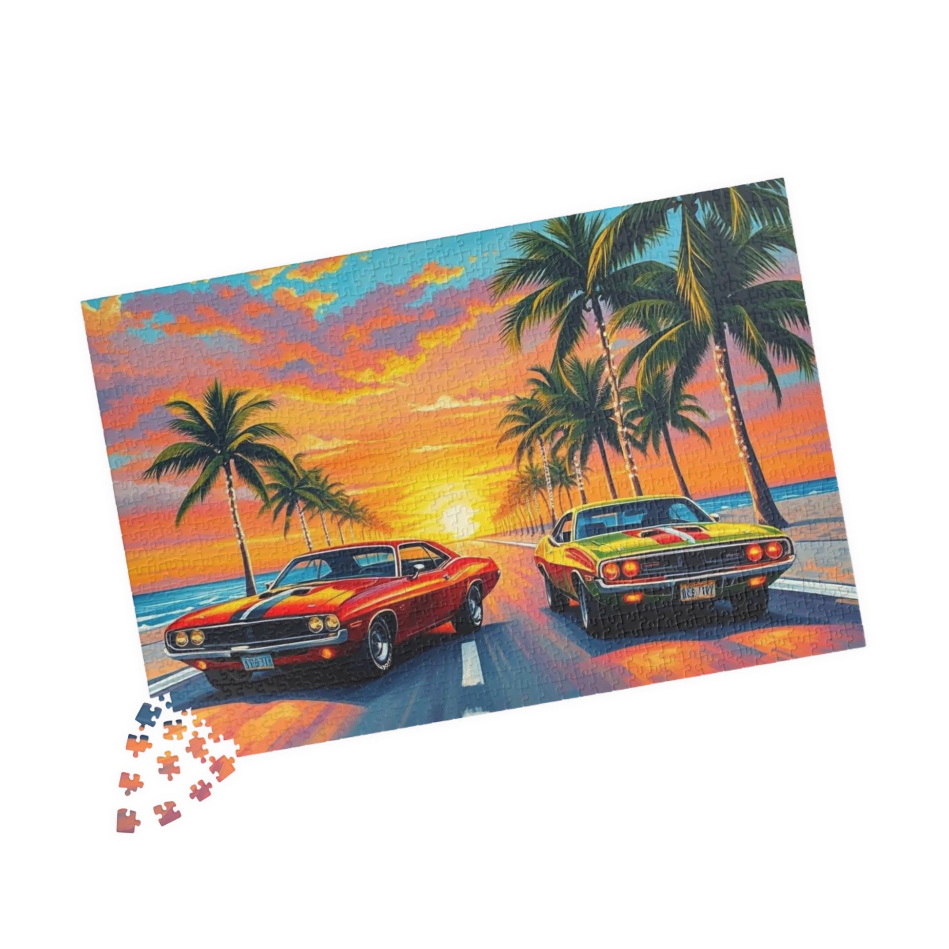 Vintage Car Puzzle - Retro Sunset Vibes, Nostalgic Auto Vehicle Jigsaw Game Puzzle The Puzzle Chest