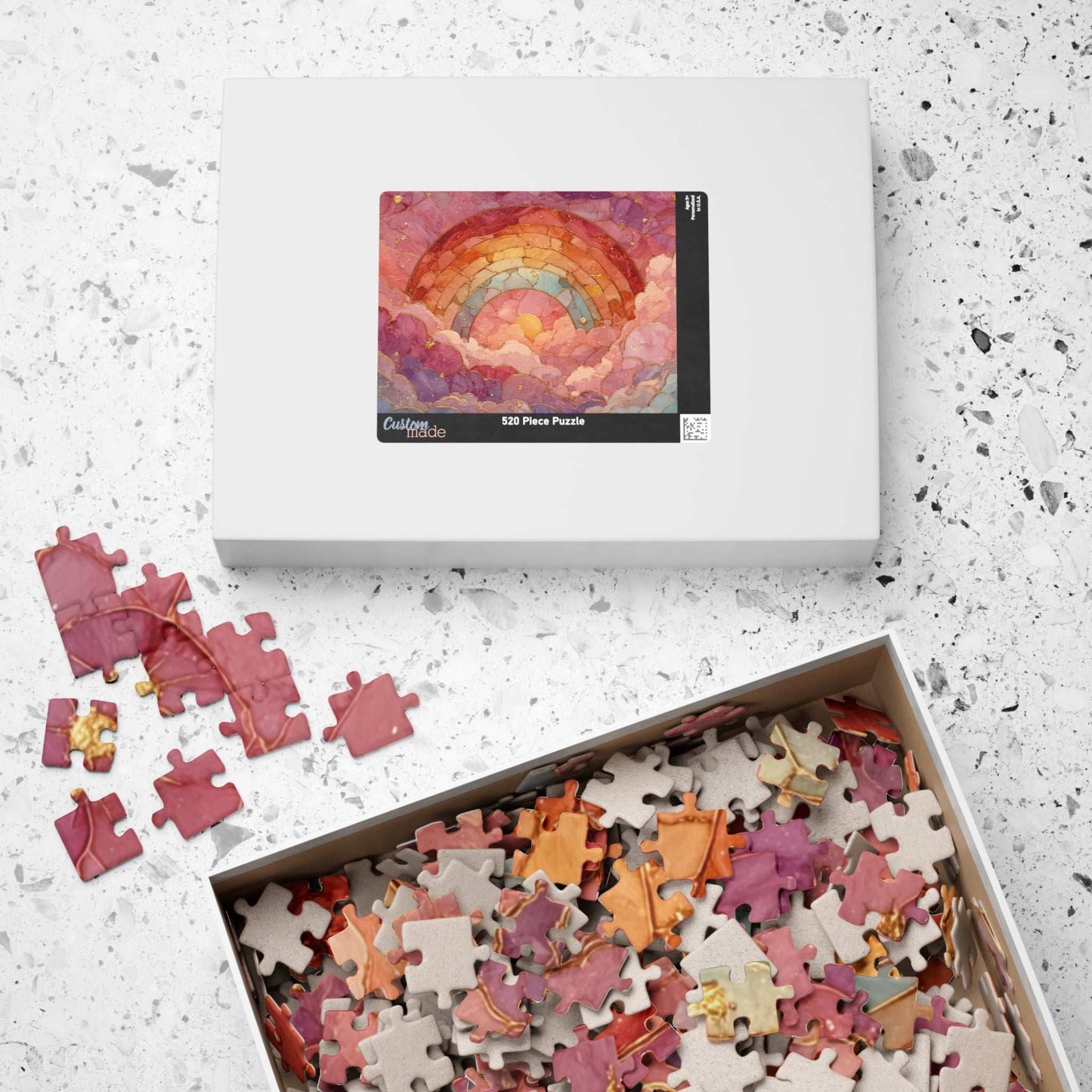 Abstract Rainbow Cloud Jigsaw Puzzle - Stained Glass Style, Pastel Colors Puzzle The Puzzle Chest