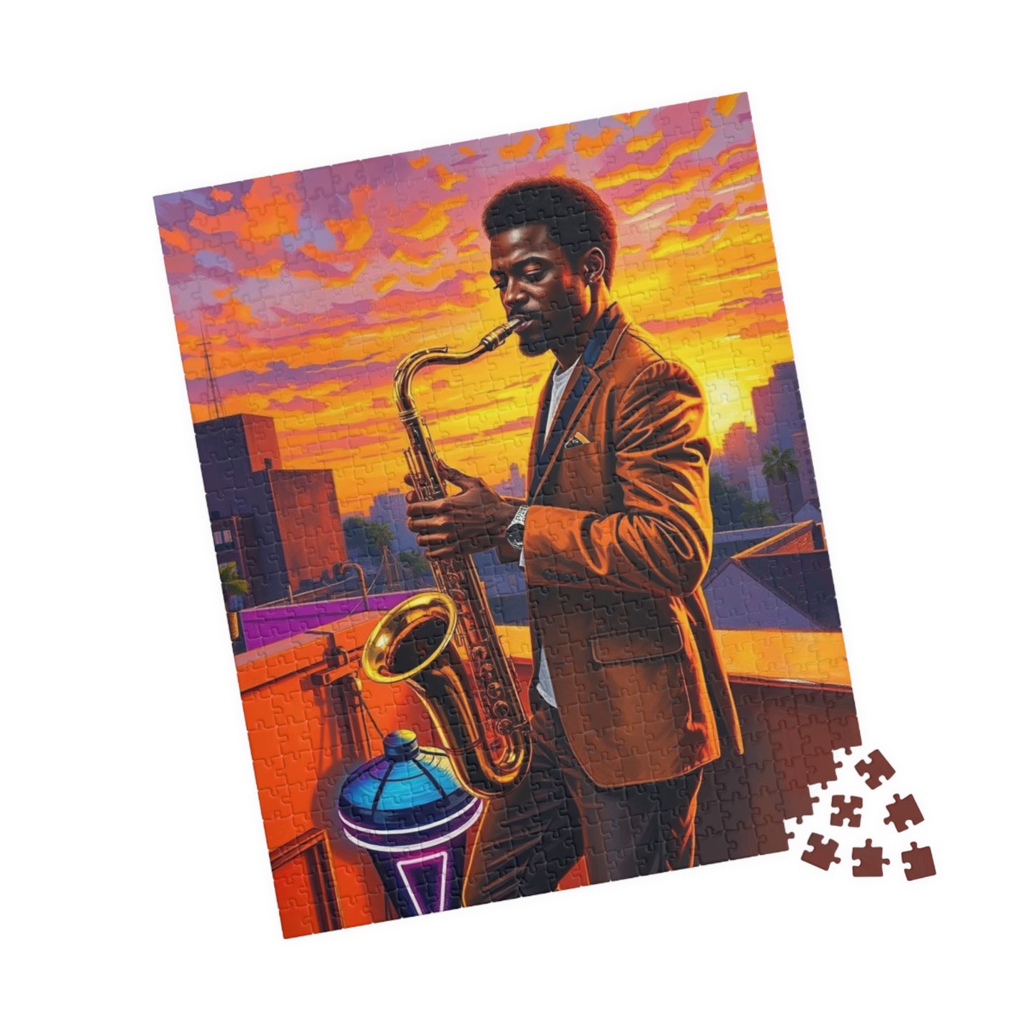 Jazz Evening Puzzle - Black Man Portrait, Black Art, Afro American Musician, Gift for Music Lovers, Family Entertainment, Creative Activity Puzzle The Puzzle Chest