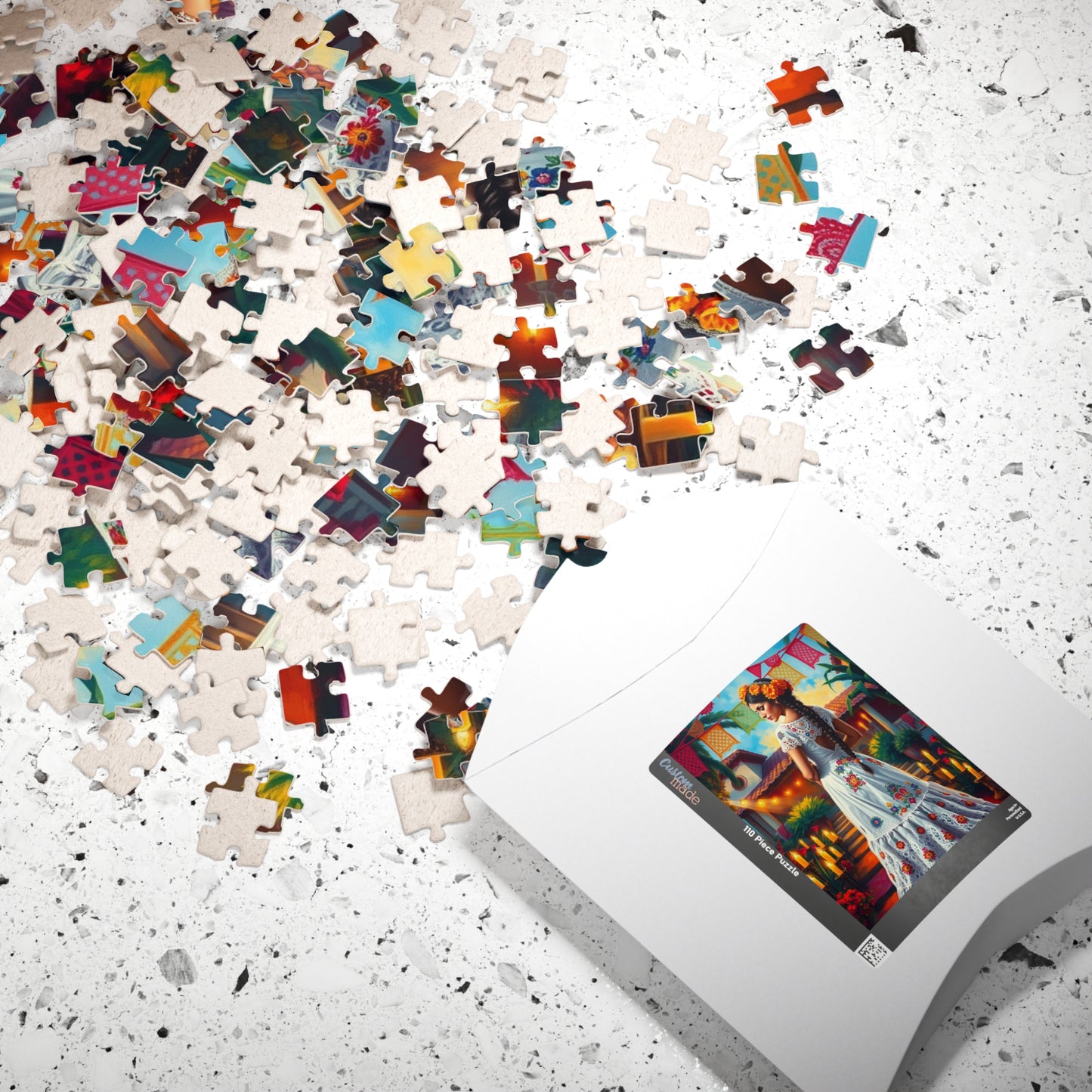 Mexican Bride Jigsaw Puzzle (110-1014 Piece), Lace Gown, Otomi Flowers, Hacienda Candles, Wedding Dress Design, Cultural Artwork Folklore Puzzle The Puzzle Chest