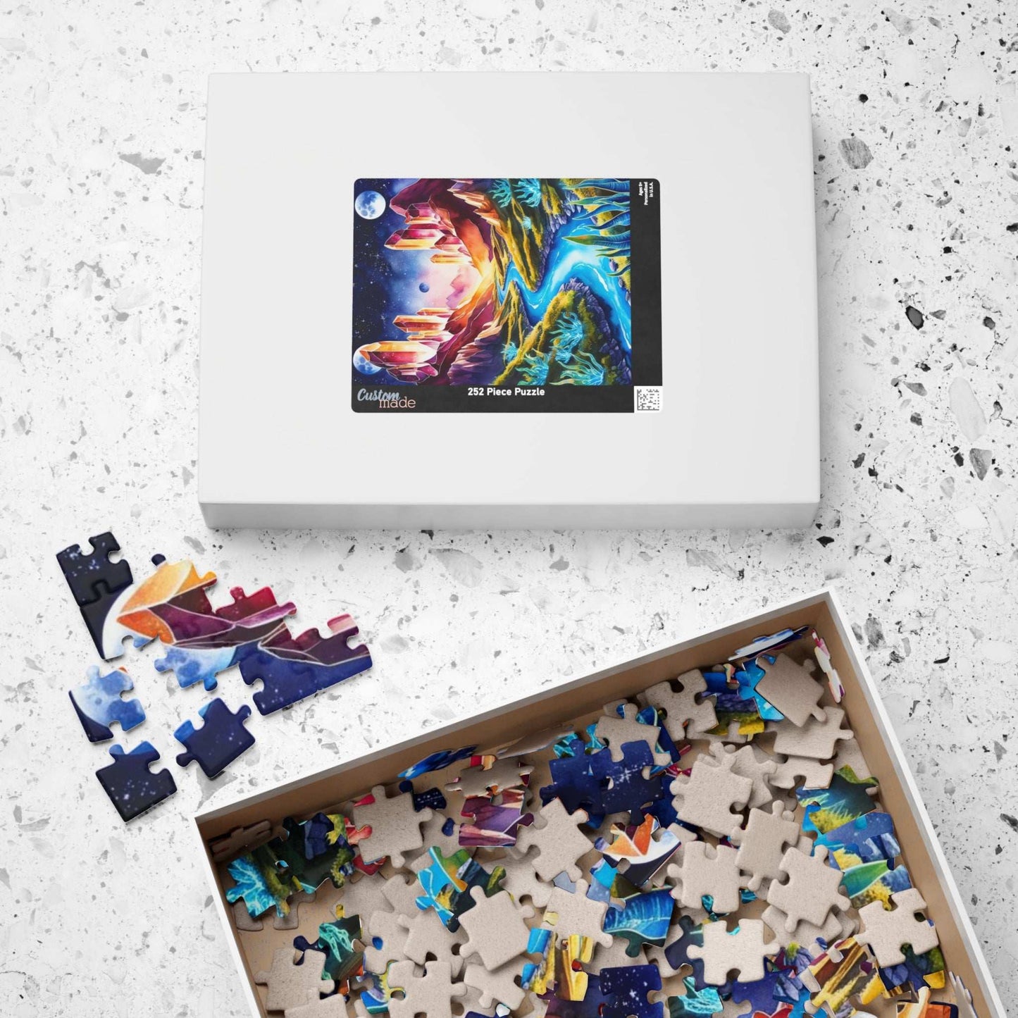 Space Puzzle - Alien Planet Landscape, Crystal Mountains, Blue Rivers, Two Moons, 520-Piece Jigsaw Game, Astronomy Gift, Galaxy Theme Puzzle The Puzzle Chest