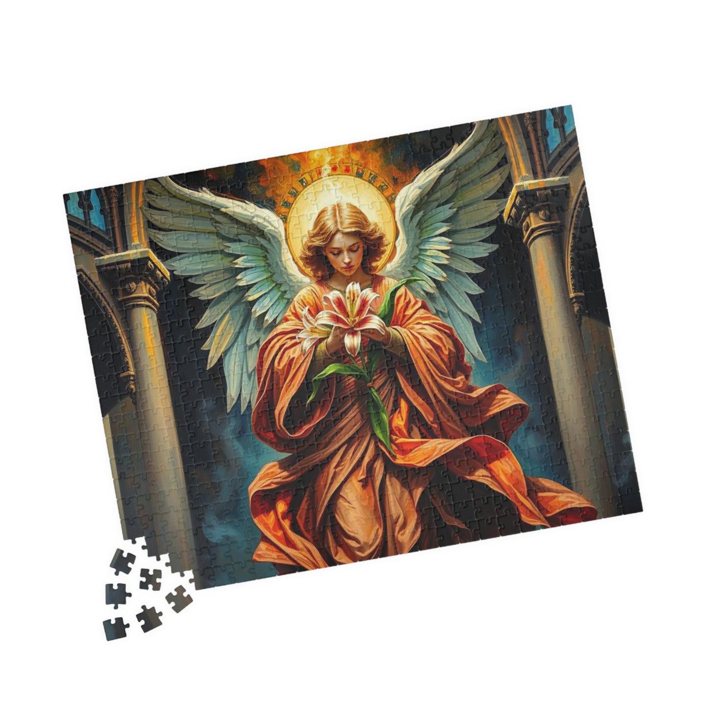 Divine Messenger Jigsaw Puzzle, Angel Artwork, Gothic Art Print, Elegant Puzzle for Adults, Holiday Birthday Gift for Friend Indoor Activity Puzzle The Puzzle Chest