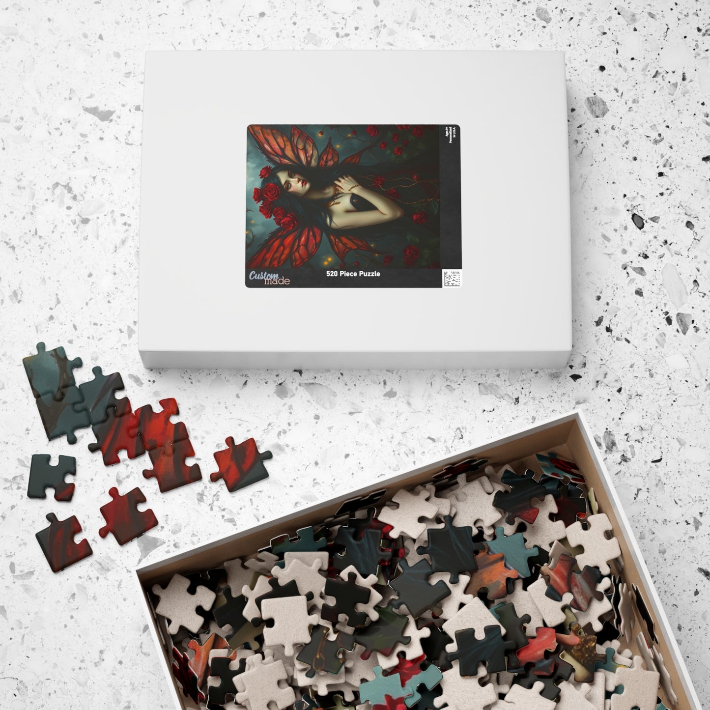 Midnight Rose Fairy Jigsaw Puzzle, Enchanting Mythical Creature, Gothic Art Gift for Fantasy Lover, Home Entertainment, Mindfulness Activity The Puzzle Chest