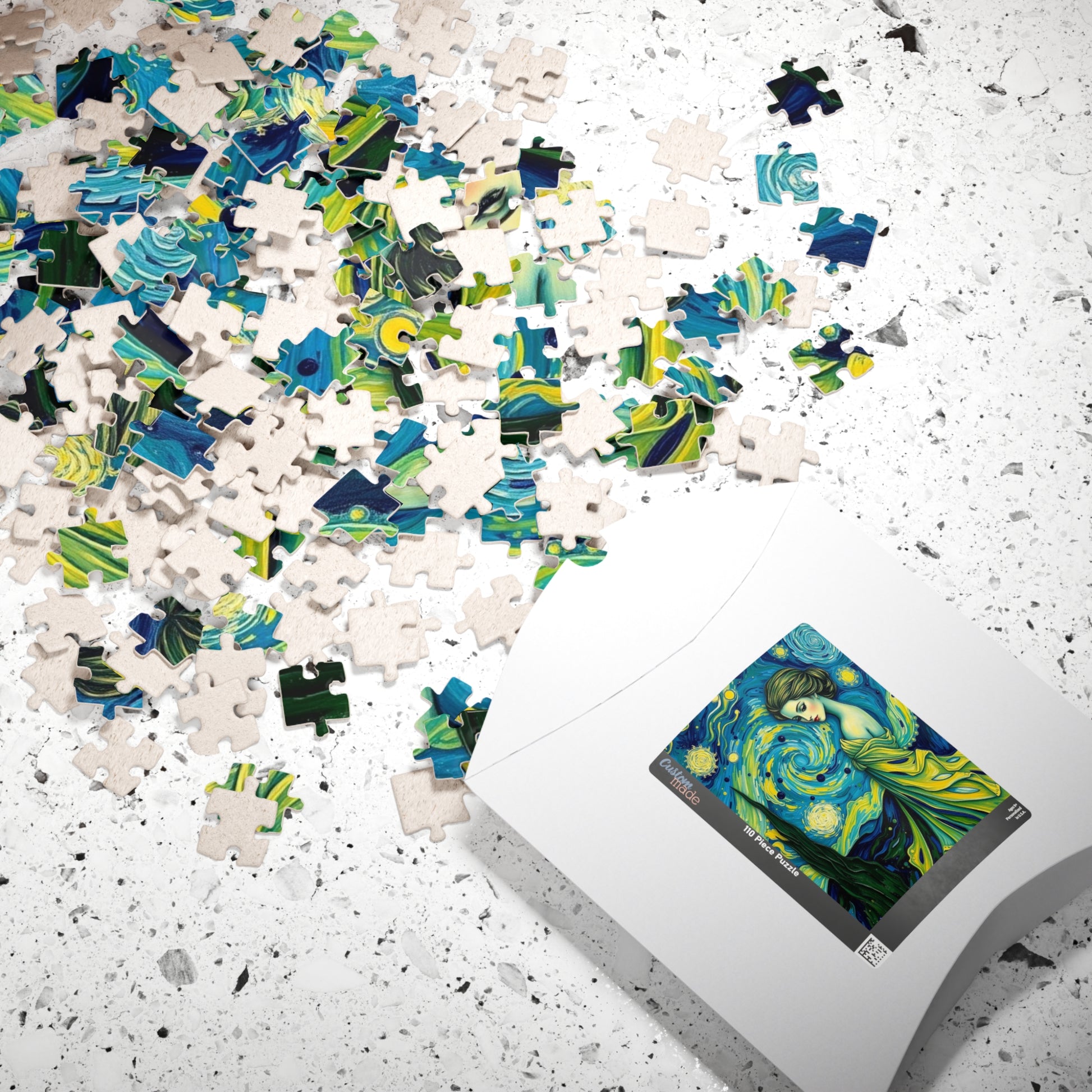 Starry Night Abstract Puzzle - Serene Woman Puzzle The Puzzle Chest
