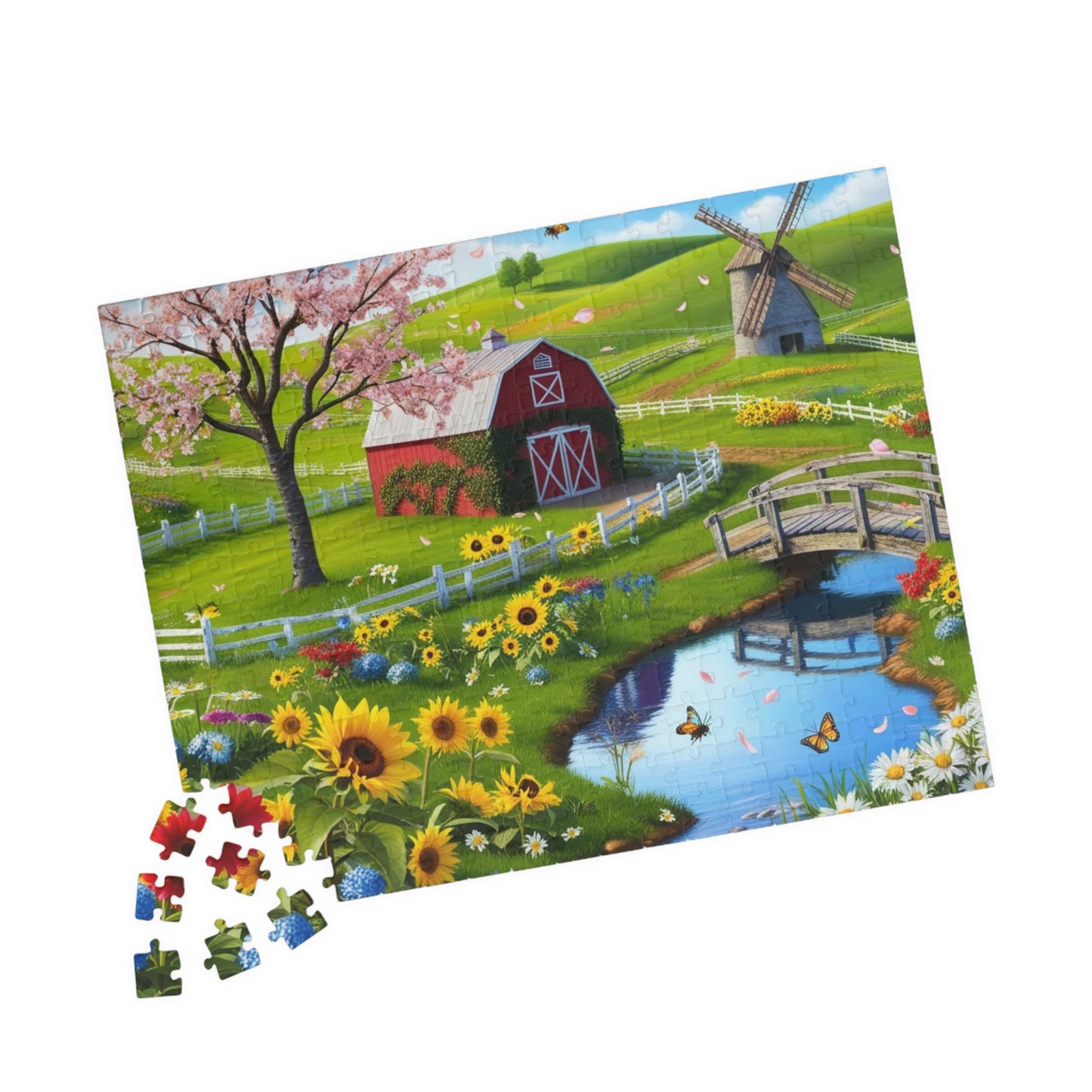 Spring Farm Puzzle, Scenic Landscape Farmhouse Jigsaw Game 110-1014 Pieces, Nature Lover Gift, Family Activity, Creative Hobby Puzzle The Puzzle Chest