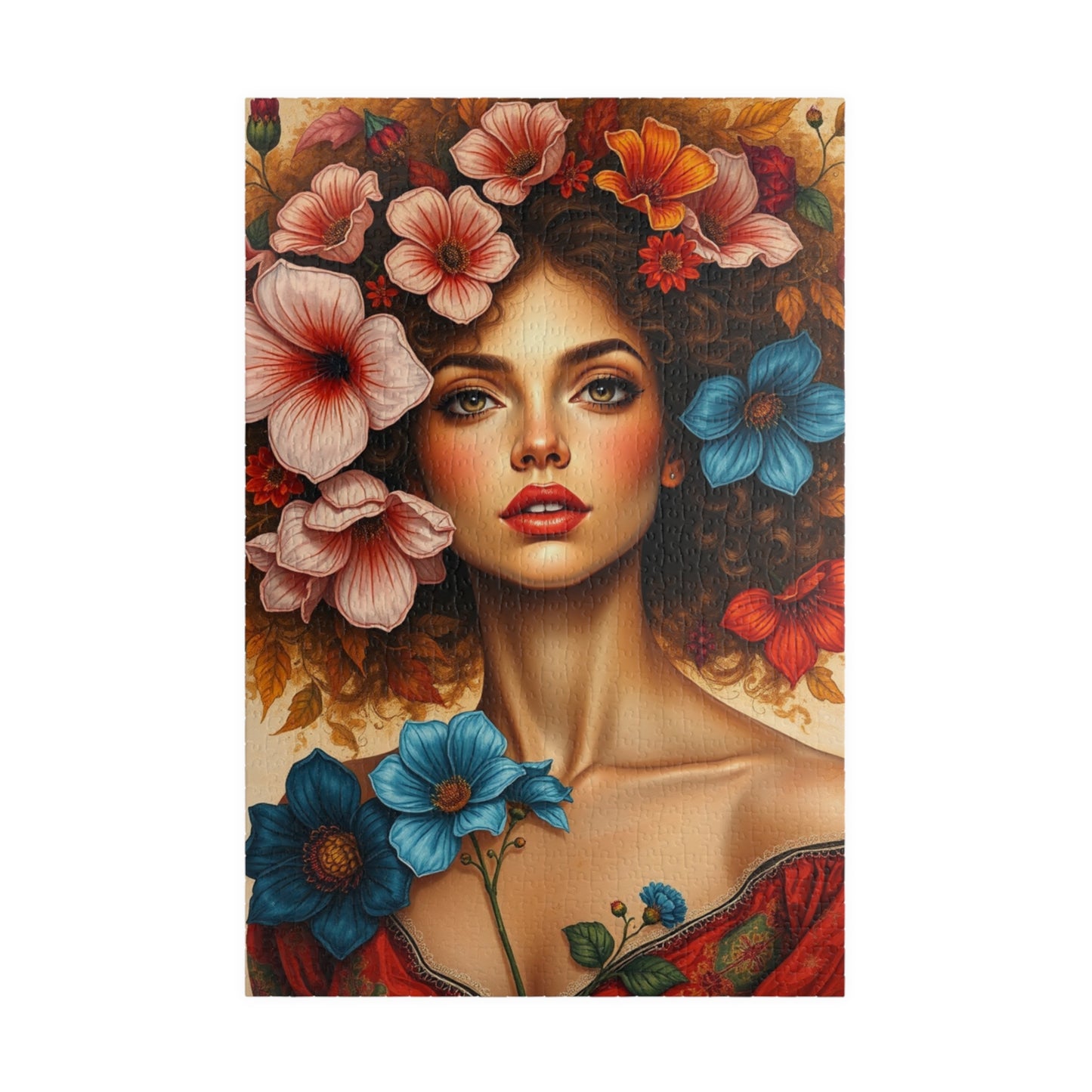 Floral Woman Puzzle, Portrait Art Jigsaw Puzzle for Adults, Unique Gift for Friends, Home Entertainment, Mindfulness Game, Relaxing Activity 1014 pcs (Vertical) Puzzle The Puzzle Chest