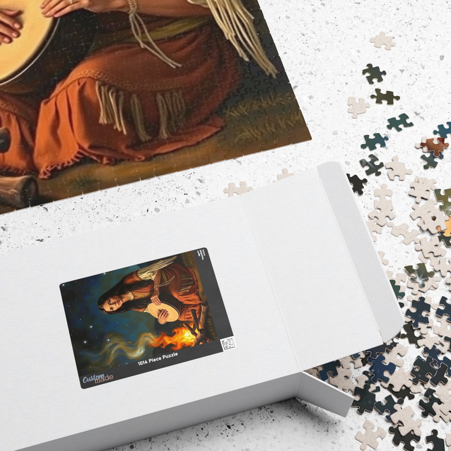 Native American Puzzle (110-1014 Piece), Indigenous Woman Campfire Night Sky Jigsaw Game, Traditional Creative Hobby, Unique Gift Puzzle The Puzzle Chest