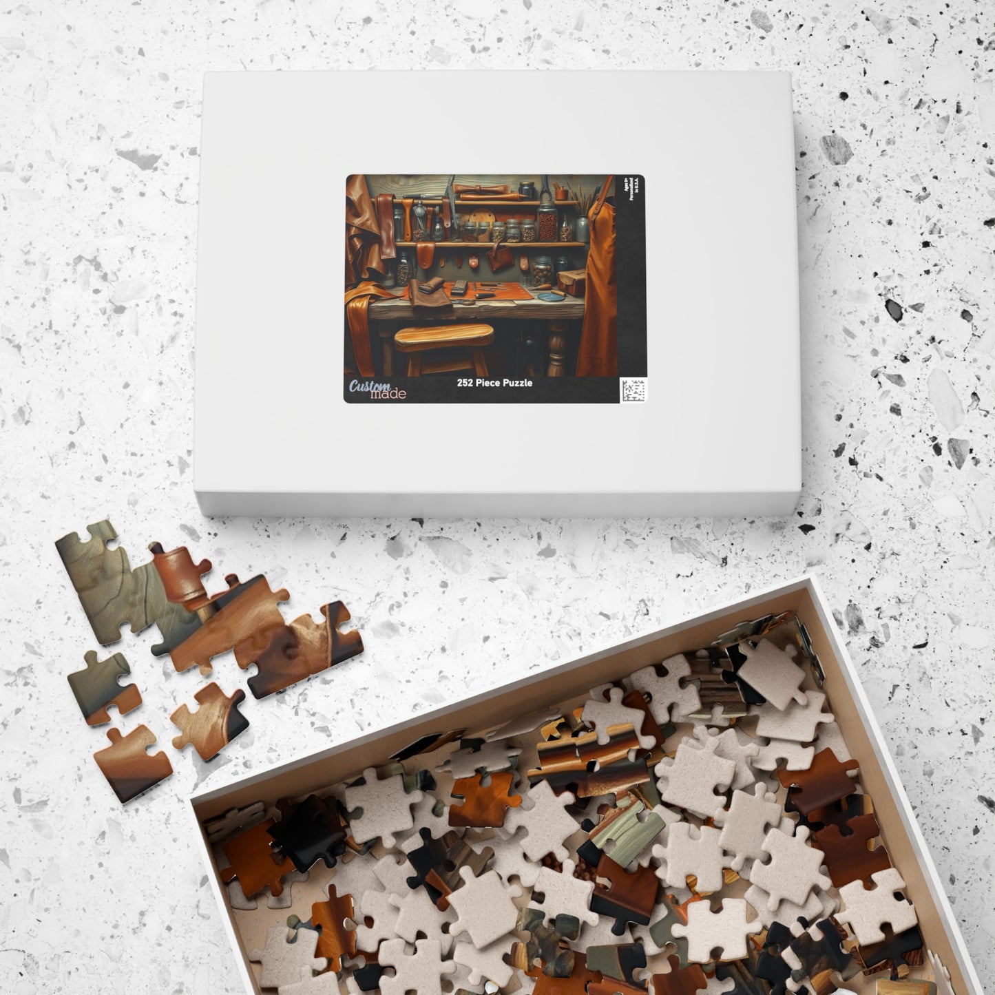 Rustic Leatherworking Bench Puzzle (110-1014 Piece), Leathercraft Work Studio Jigsaw Game, Relaxing Activity for Craft and Puzzle Enthusiast Puzzle The Puzzle Chest