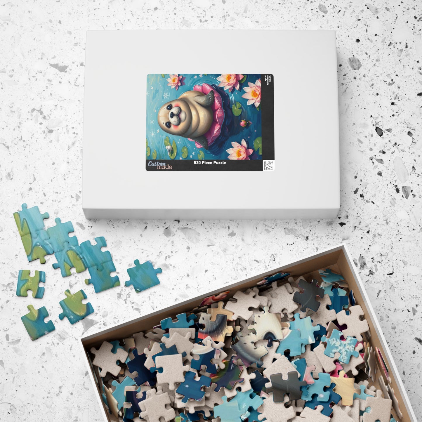 Cute Seal Jigsaw Puzzle with Lilies, Family Fun Activity, Home Entertainment, Gift for Animal Lover Puzzle The Puzzle Chest