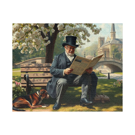 Victorian Gentleman Reading Newspaper in Park - 19th Century Pastoral Scene Jigsaw Puzzle Puzzle The Puzzle Chest