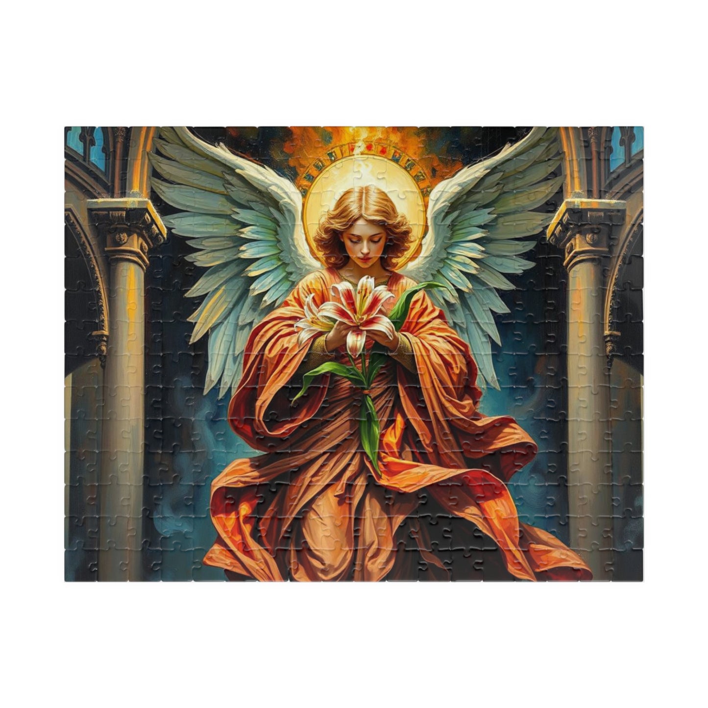 Divine Messenger Jigsaw Puzzle, Angel Artwork, Gothic Art Print, Elegant Puzzle for Adults, Holiday Birthday Gift for Friend Indoor Activity 252 pcs (Horizontal) Puzzle The Puzzle Chest