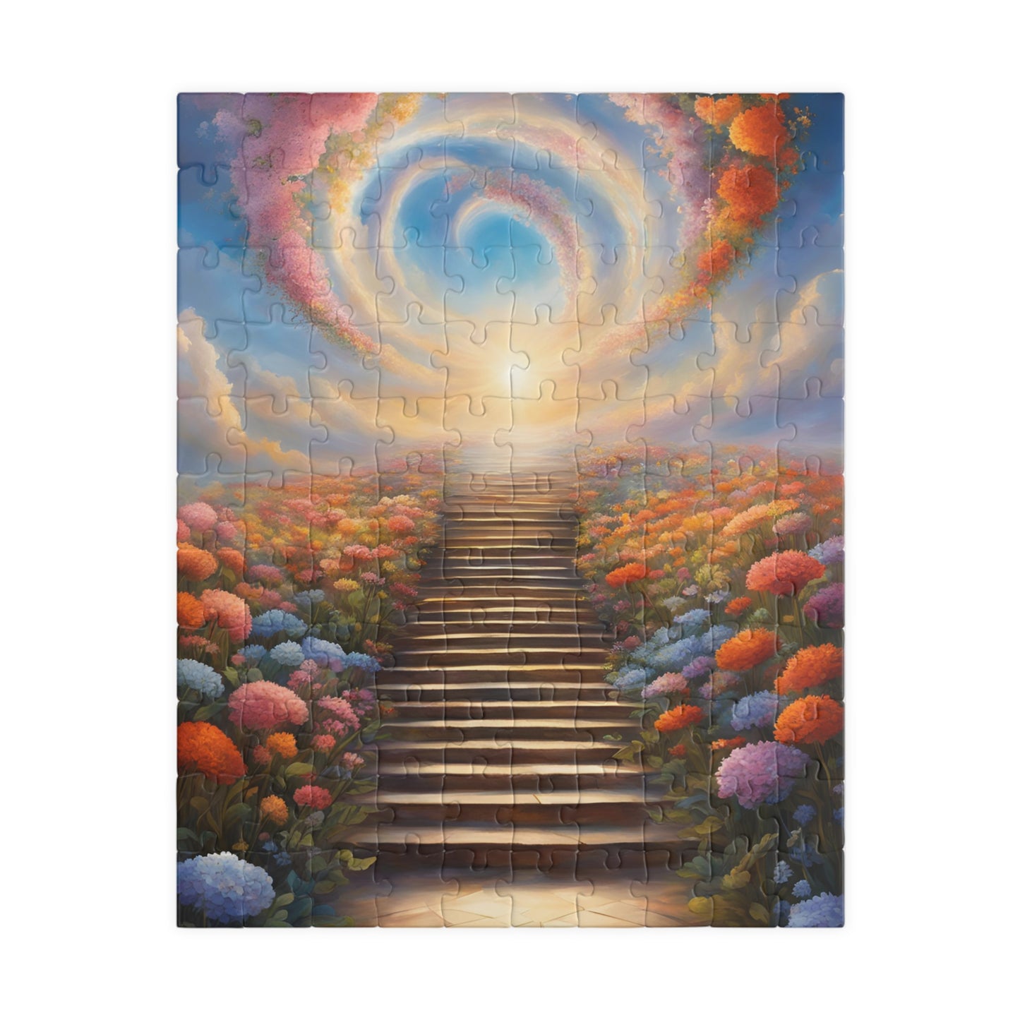 Heavenly Staircase Puzzle, Floral Flower Design, Religious Christian Faith Theme, 110 252 520 1014-Piece Jigsaw, Hobby, Meditation, Family 110 pcs (Vertical) Puzzle The Puzzle Chest