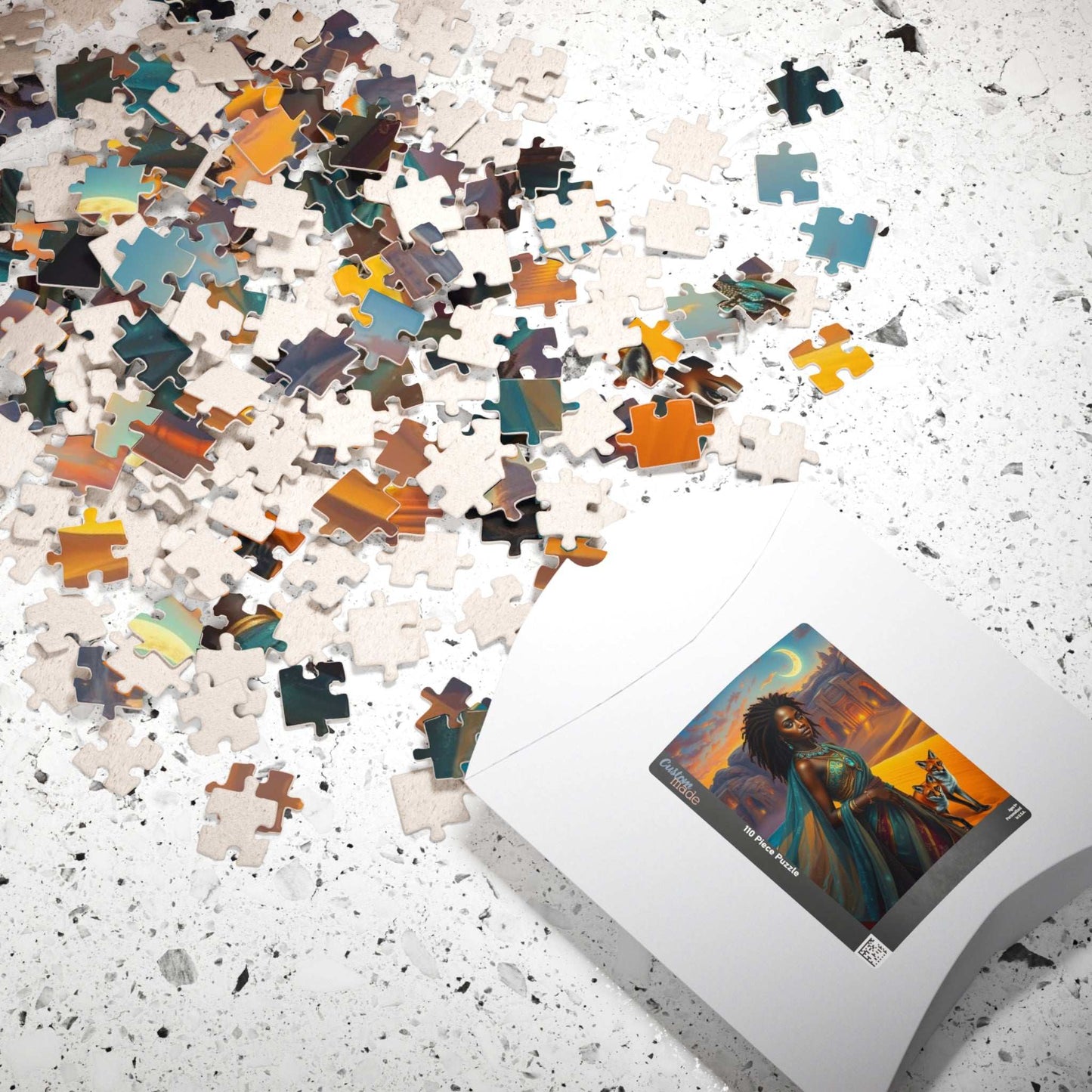 Starlit Desert Princess Puzzle - African American Woman Celestial Skies Jigsaw, Black Art, Afrocentric Artwork Puzzle The Puzzle Chest