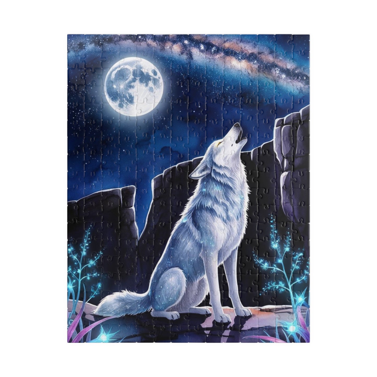 Mythical Jigsaw Puzzle - Wolf Howling at the Moon, 110/252/520/1014 Piece Animal Fun Family Tabletop Game, Best Unique Gift, Puzzle Lover
