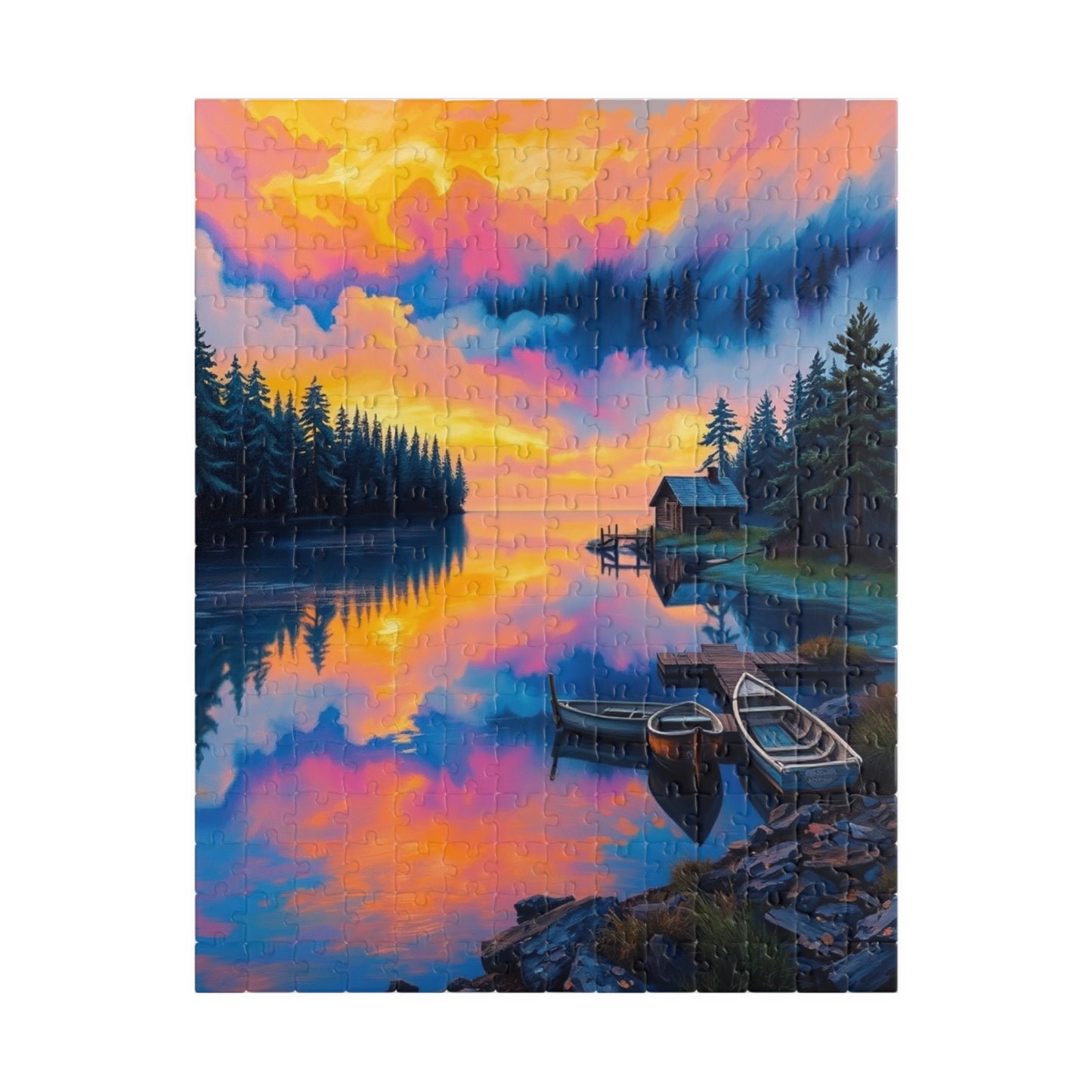 Scenic Puzzle with Colorful Lake Reflection, Nature Lovers Gift, Mindful Hobby, Family Game Night, Unique Home Decor 252 pcs (Vertical) Puzzle The Puzzle Chest