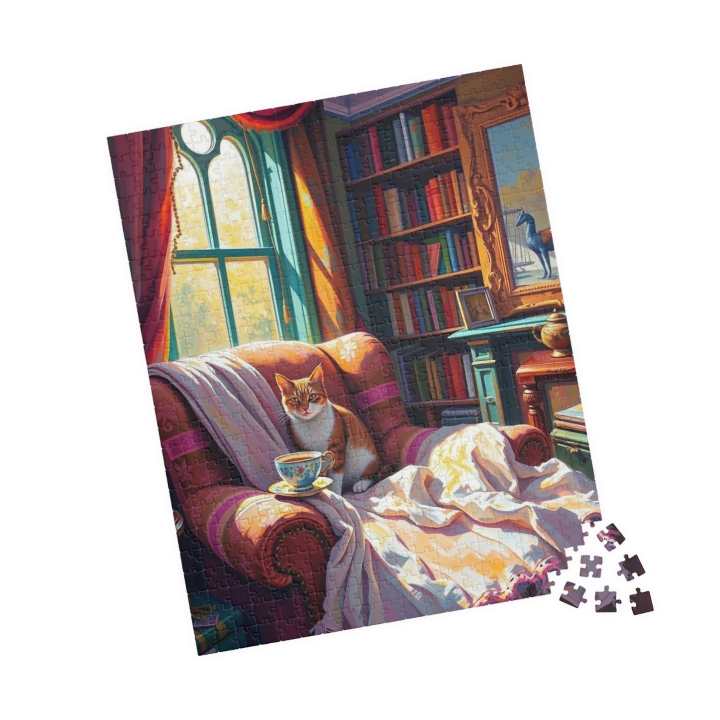 Cozy Study Room Jigsaw Puzzle, Home Office Sanctuary for Cat, Animal Lover Gift, Mindful Hobby, Indoor Activity, Best Family Entertainment Puzzle The Puzzle Chest