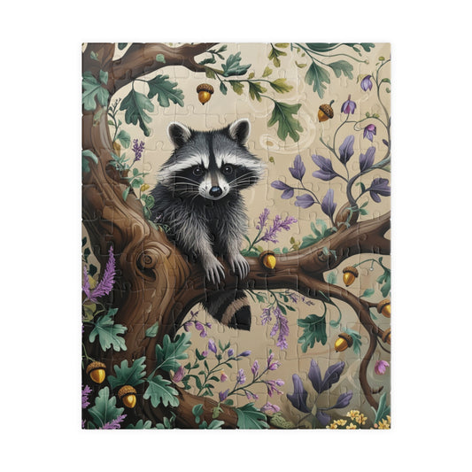 Vintage Raccoon Jigsaw Puzzle, Morris-Inspired Floral Wildflower Game, Fun Family Activity, Best Gift for Puzzle Enthusiast, Animal Lover 110 pcs (Vertical) Puzzle The Puzzle Chest