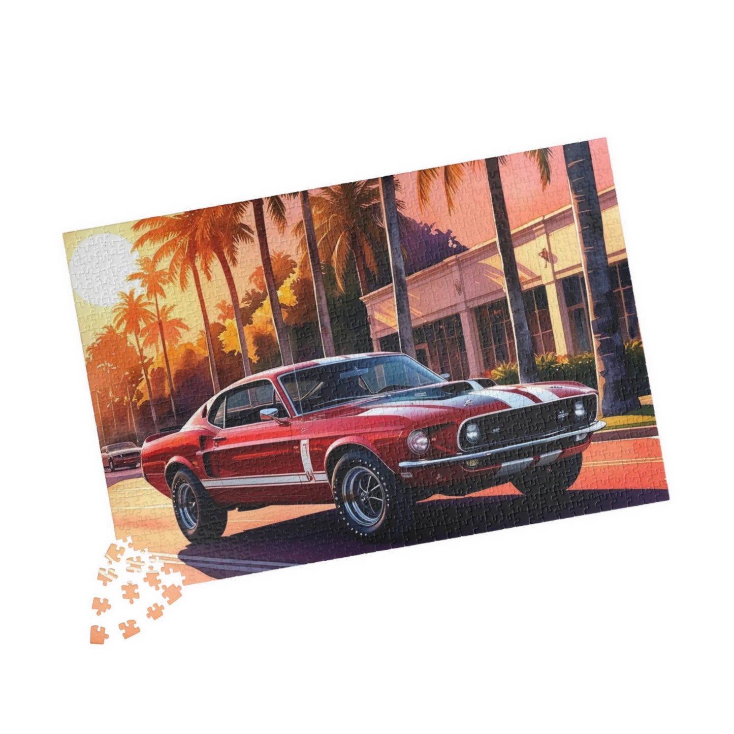 Muscle Car Jigsaw Puzzle for Adults Sunset Scene, 110-1014 Piece Vintage Style Tabletop Family Game, Puzzle Lover Retro Gift Puzzle The Puzzle Chest