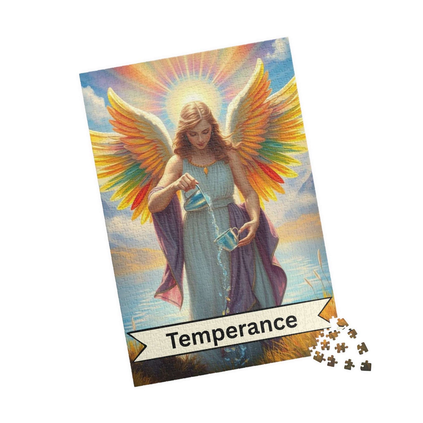 Angel Temperance Puzzle - Tarot Card Style Jigsaw Game for Spiritual Art Meditation Gift, Home Decor, Family Fun Activity, 110-1014 Pieces 1014 pcs (Vertical) Puzzle The Puzzle Chest