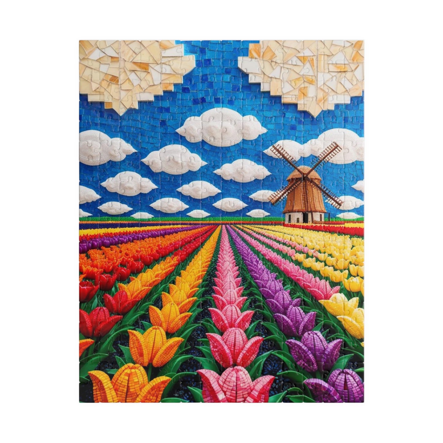 Mosaic Vibrant Flower Fields Puzzle | Tulip Landscape | 110, 252, 520, 1014-Piece Fun for Families, Gift for Puzzles Lovers, Home Decor, 252 pcs (Vertical) Puzzle The Puzzle Chest