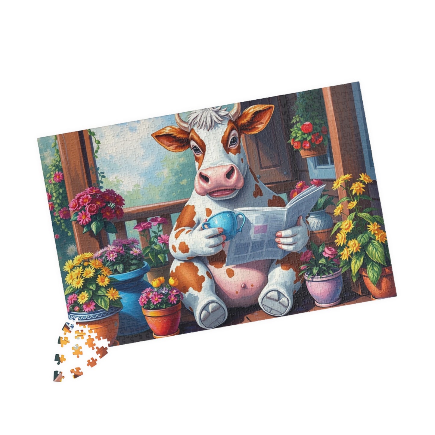 Whimsical Cow Jigsaw Puzzle, Fun Home Solo Entertainment, Gift for Farm Lovers Animal Enthusiasts, Family Game Night, Mindfulness Activity Puzzle The Puzzle Chest