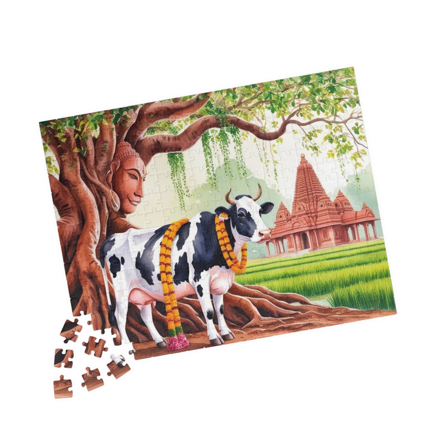 Serene Cow Puzzle - 110 to 1014 Pieces, Meditation Gift for Cow Lovers, Family Fun Activity, Unique Home Entertainment, Mindfulness Puzzle
