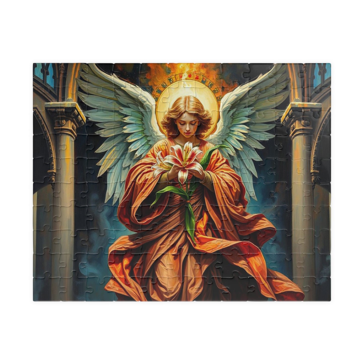 Divine Messenger Jigsaw Puzzle, Angel Artwork, Gothic Art Print, Elegant Puzzle for Adults, Holiday Birthday Gift for Friend Indoor Activity 110 pcs (Horizontal) Puzzle The Puzzle Chest