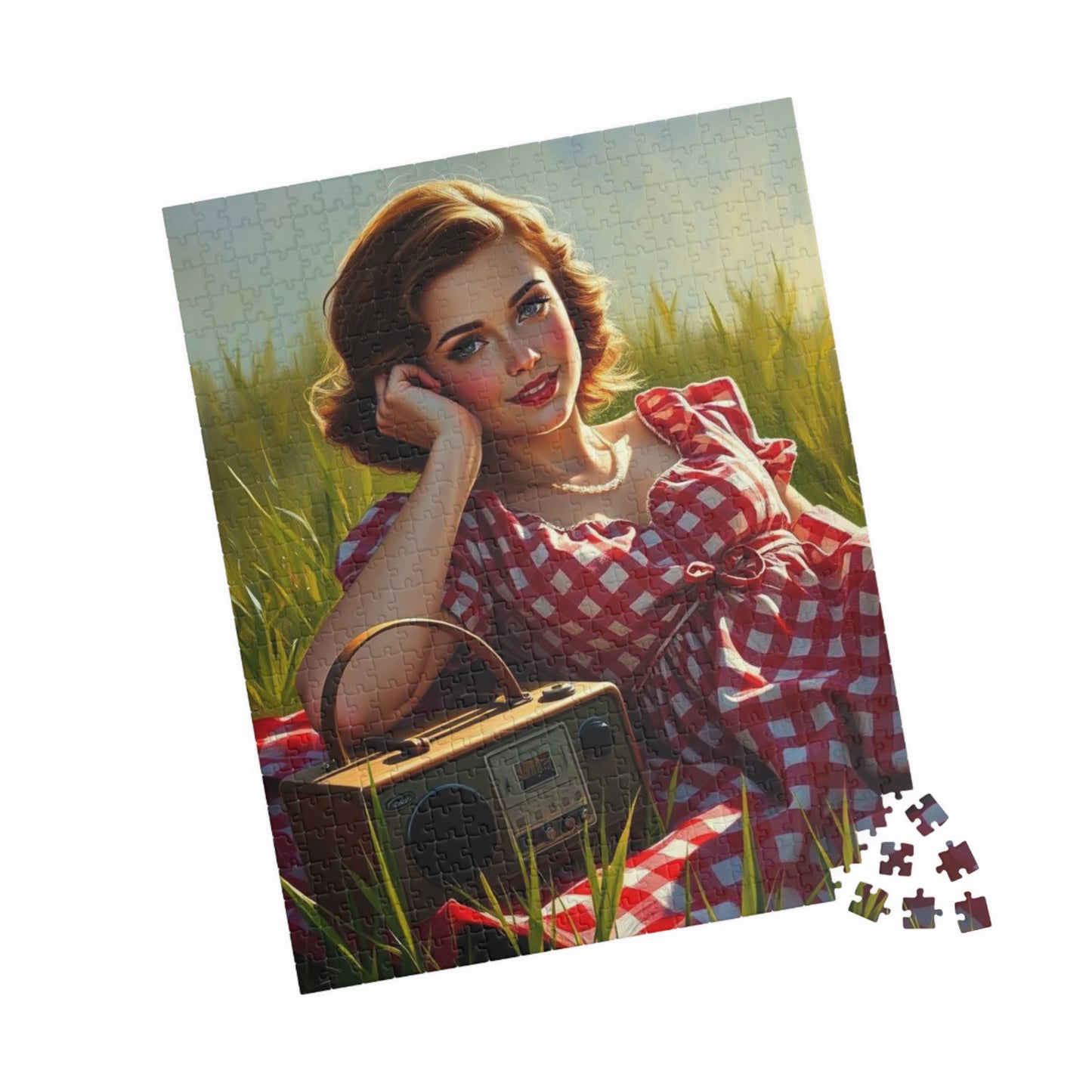 Retro Picnic Puzzle with Vintage Radio Design, Jigsaw for Family Game Night Home Entertainment, Creative Gift Idea, Mindful Brain Teaser Puzzle The Puzzle Chest