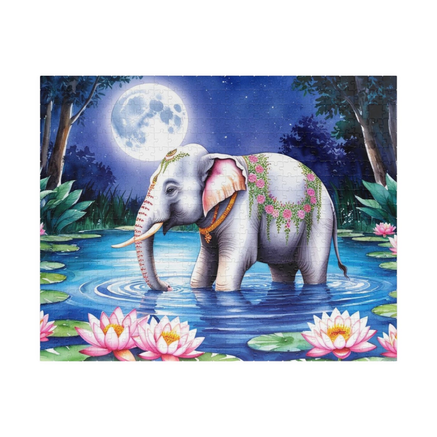 Serene Elephant Puzzle, Jigsaw Game for Puzzle Loving Adults, Mindfulness Gift for Friend, Nature Lover's Fun, Home Entertainment 520 pcs (Horizontal) Puzzle The Puzzle Chest