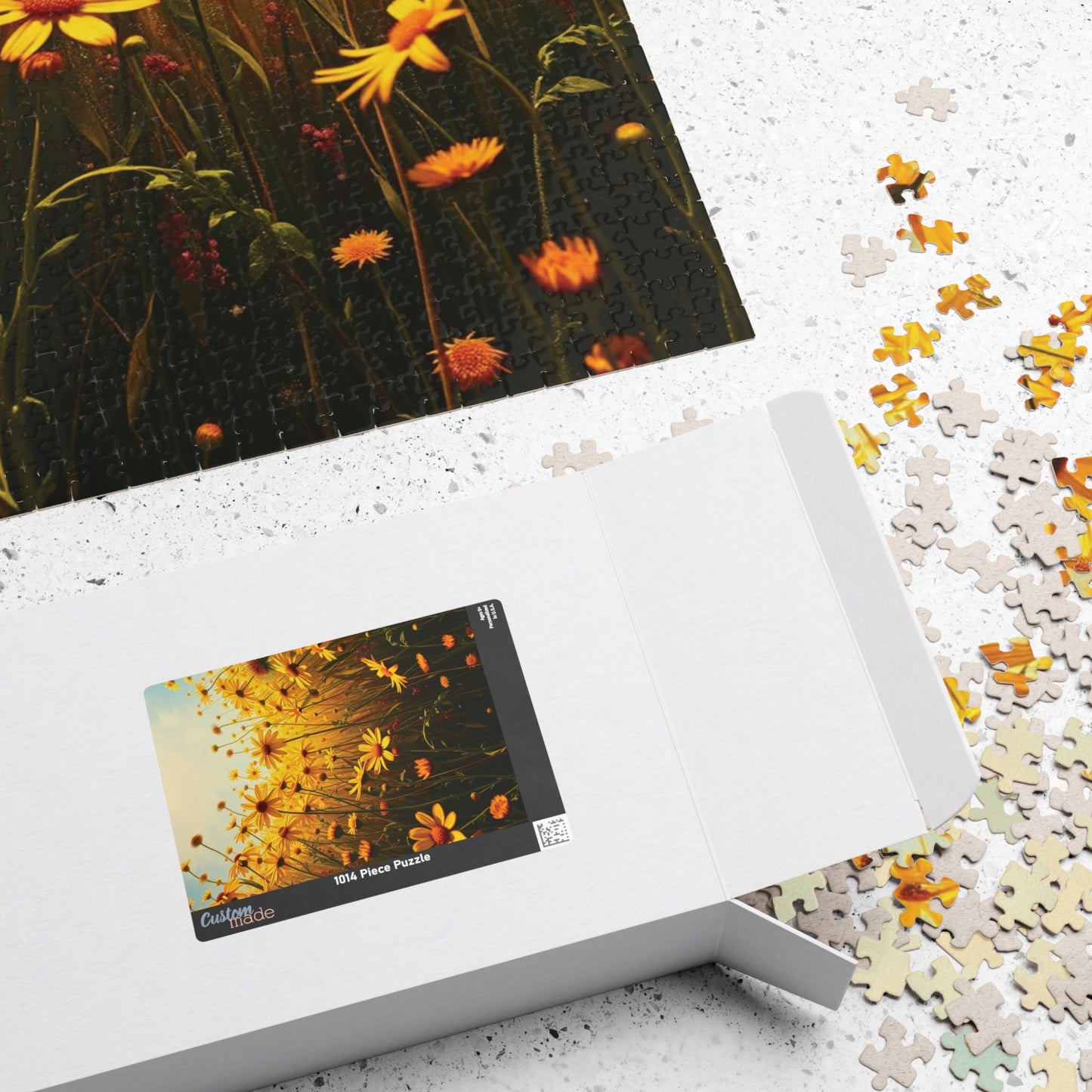 Golden Wildflower Field Puzzle, Bright Floral Flower Landscape Jigsaw Game, Mindful Challenge, Nature Themed Puzzle Lover Gift, Family Fun Puzzle The Puzzle Chest