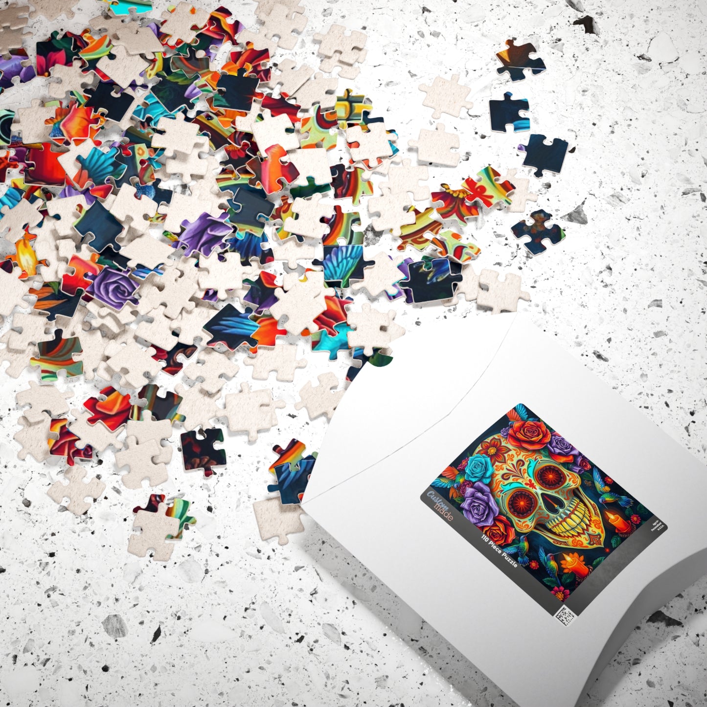 Colorful Skull Artwork Puzzle - Day of the Dead, Fun Family or Solo Activity, Unique Gift Idea for Puzzle Lovers Art Fans, Brain Teaser Puzzle The Puzzle Chest