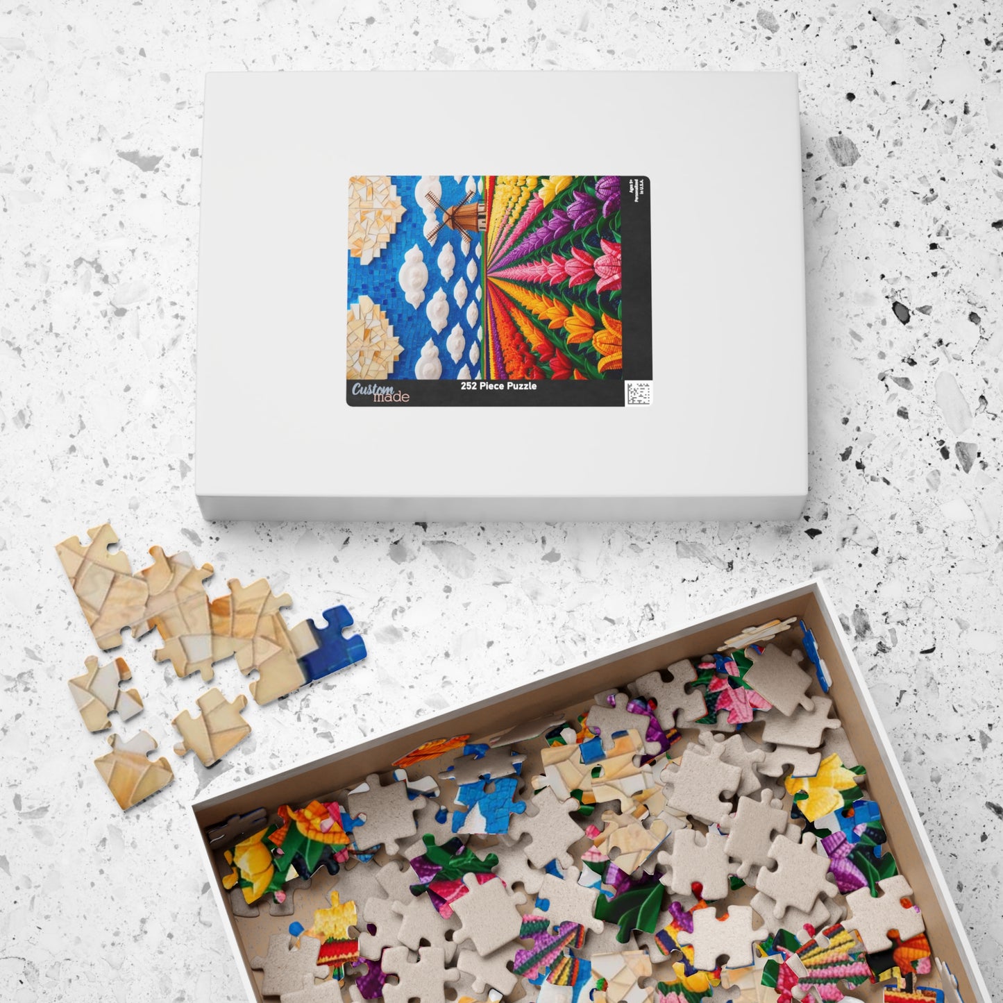 Mosaic Vibrant Flower Fields Puzzle | Tulip Landscape | 110, 252, 520, 1014-Piece Fun for Families, Gift for Puzzles Lovers, Home Decor, Puzzle The Puzzle Chest