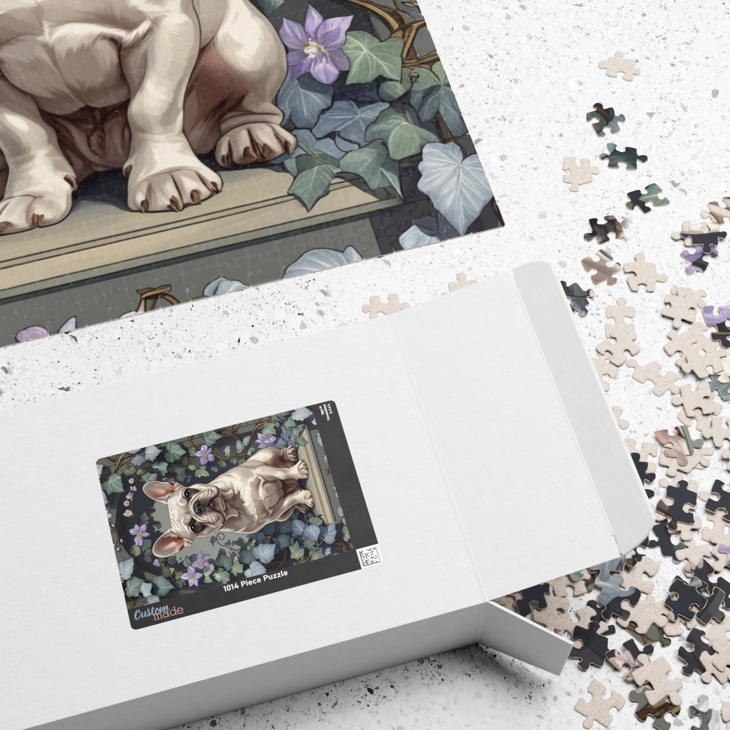 Vintage French Bulldog Jigsaw Puzzle, Floral Nature-Inspired Dog Themed Puzzle Gift for Art Lovers Dog Enthusiasts Hobbyist, Family Friendly Puzzle The Puzzle Chest
