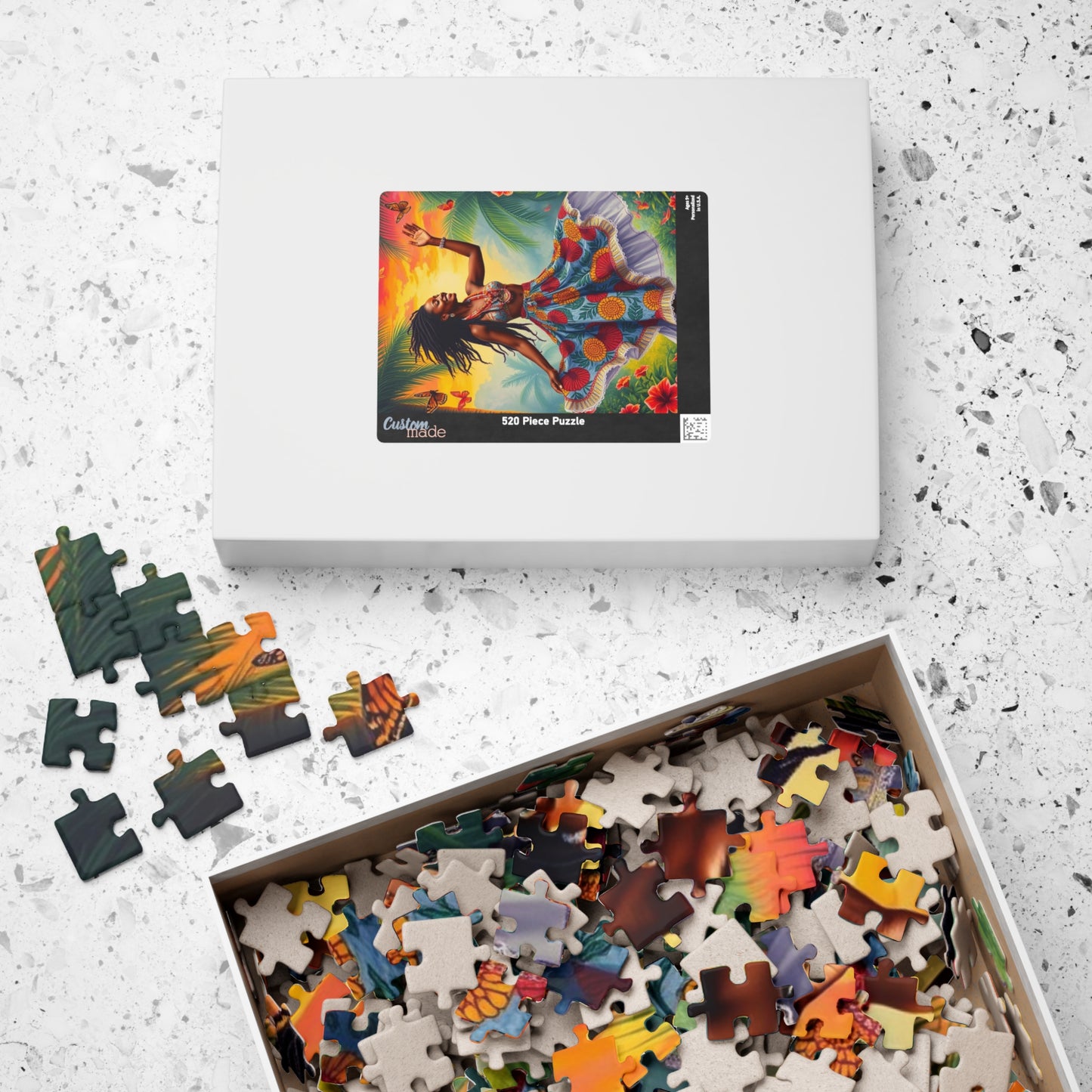 Vibrant Dance Puzzle Colorful Black Art Piece Puzzle, Afrocentric Tropical Vibe Jigsaw Game for Friend Gift for Art Lover Home Entertainment Puzzle The Puzzle Chest