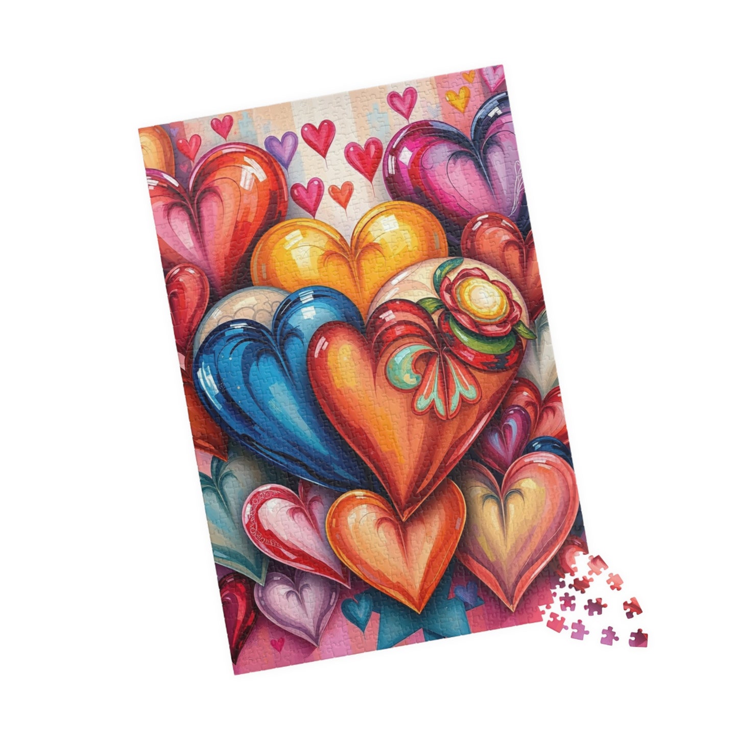 Romantic Heart Collage Puzzle, Love Jigsaw Game for Adults and Teens, Valentine's Day Activity, Bright Color Puzzle, Heart Pattern, Giftable Puzzle The Puzzle Chest