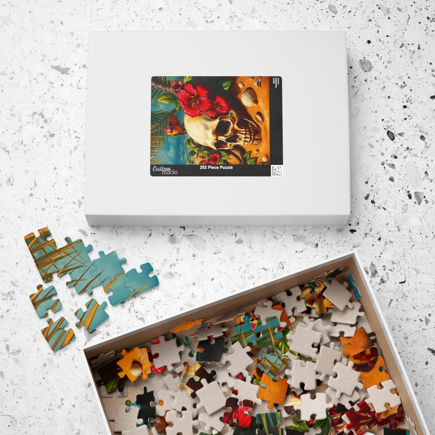 Tropical Skull Artwork Puzzle, 110-1014 Pieces, Beach Scene, Unique Gift for Puzzle Lover, Fun Family Activity, Summer Vibe, Brain Teaser Puzzle The Puzzle Chest