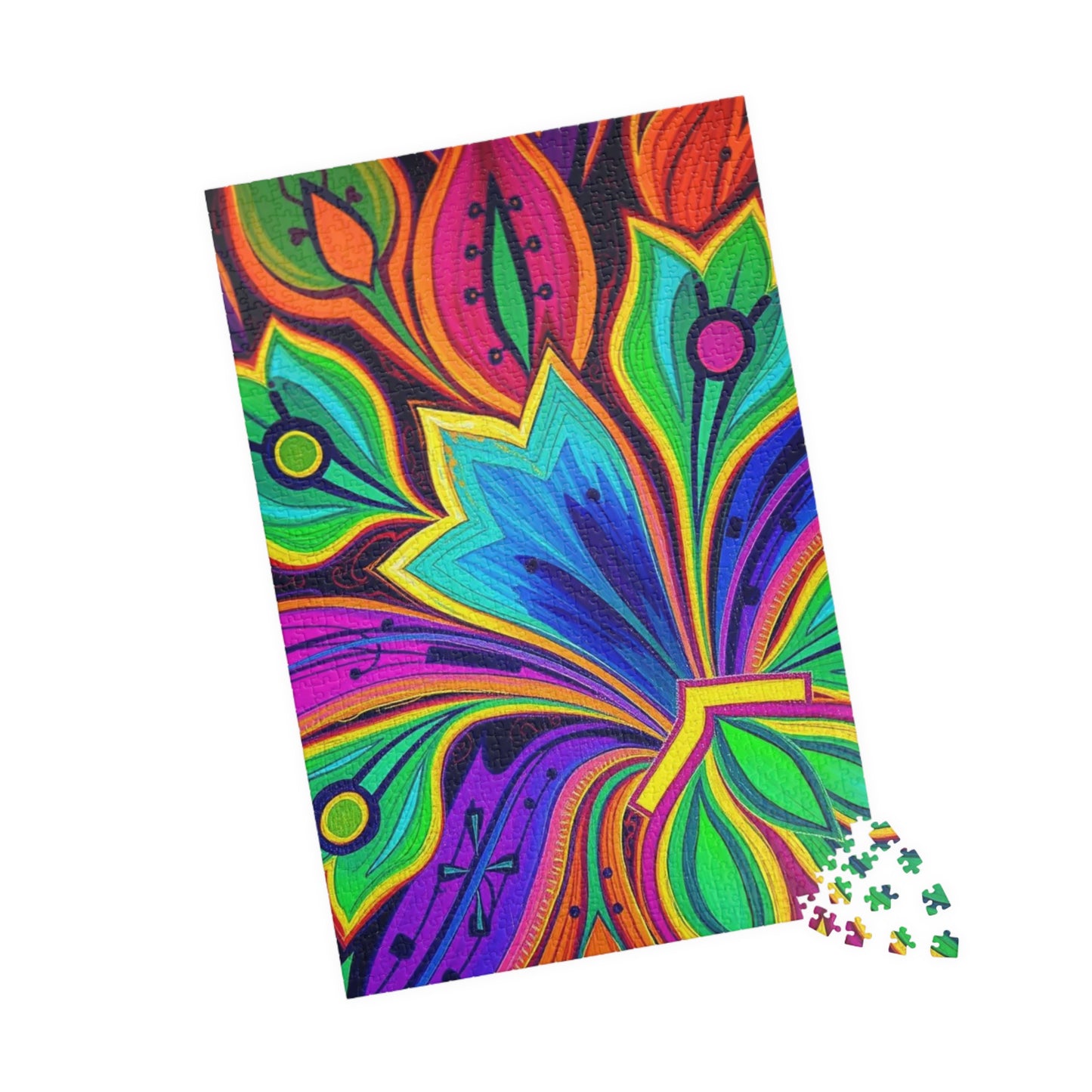 Colorful Floral Jigsaw Puzzle - Abstract Flower, Fun Home Activity, Puzzle Lover Gift for Adult, Family Game Night, Brain Teaser Puzzle The Puzzle Chest
