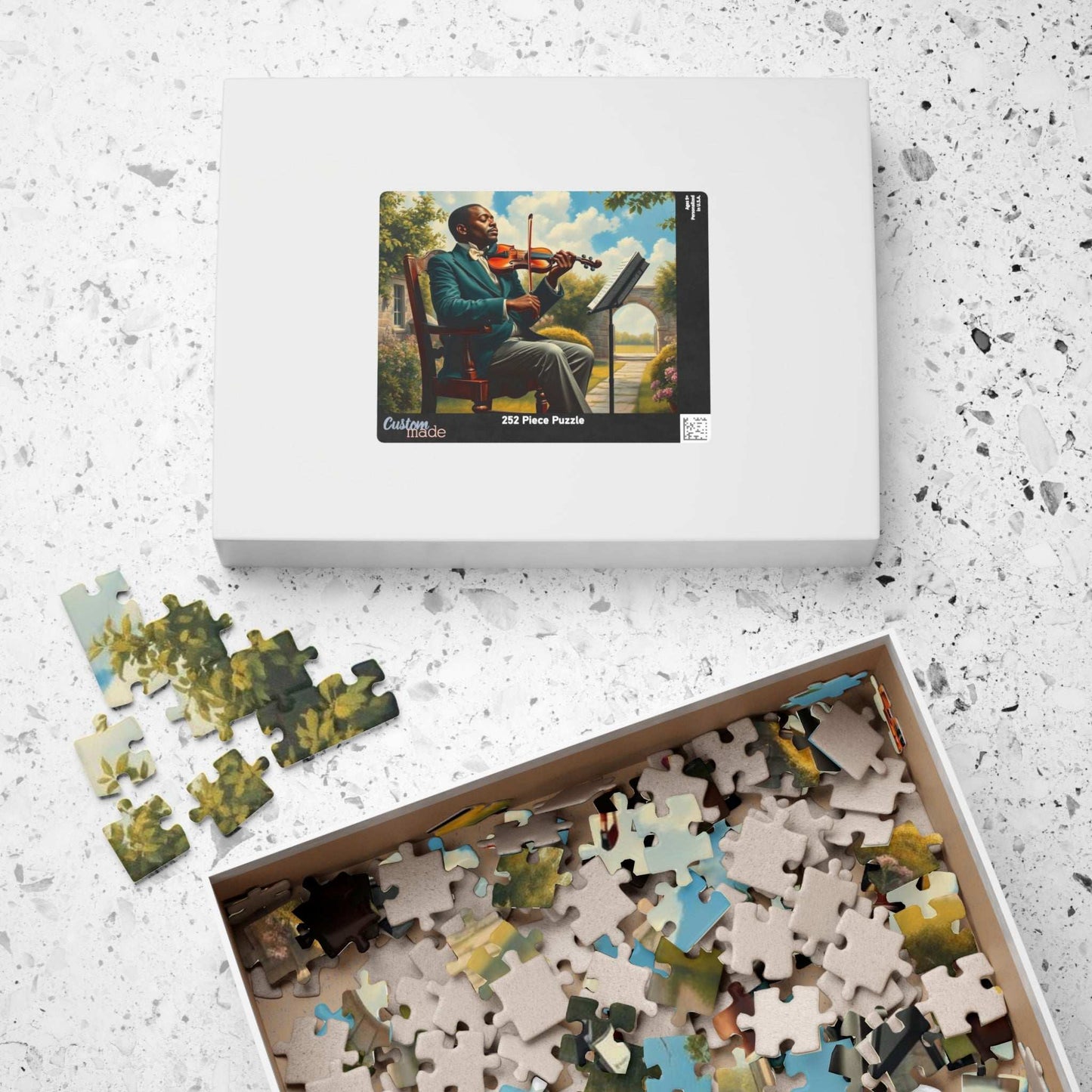 Black Victorian Musician Jigsaw Puzzle, Afrocentric Artwork Featuring Black Man Puzzle The Puzzle Chest