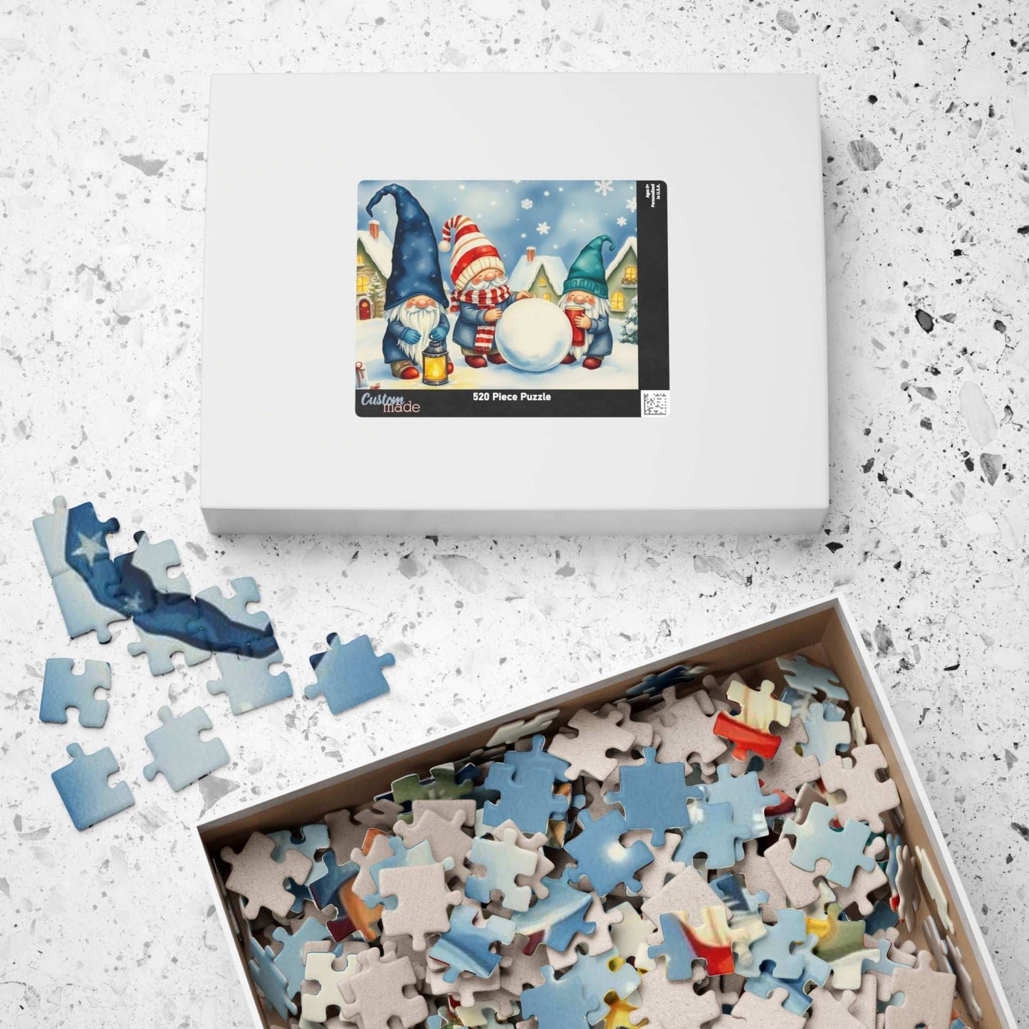 Snowy Village Gnome Puzzle - Winter Themed Jigsaw Game Puzzle The Puzzle Chest