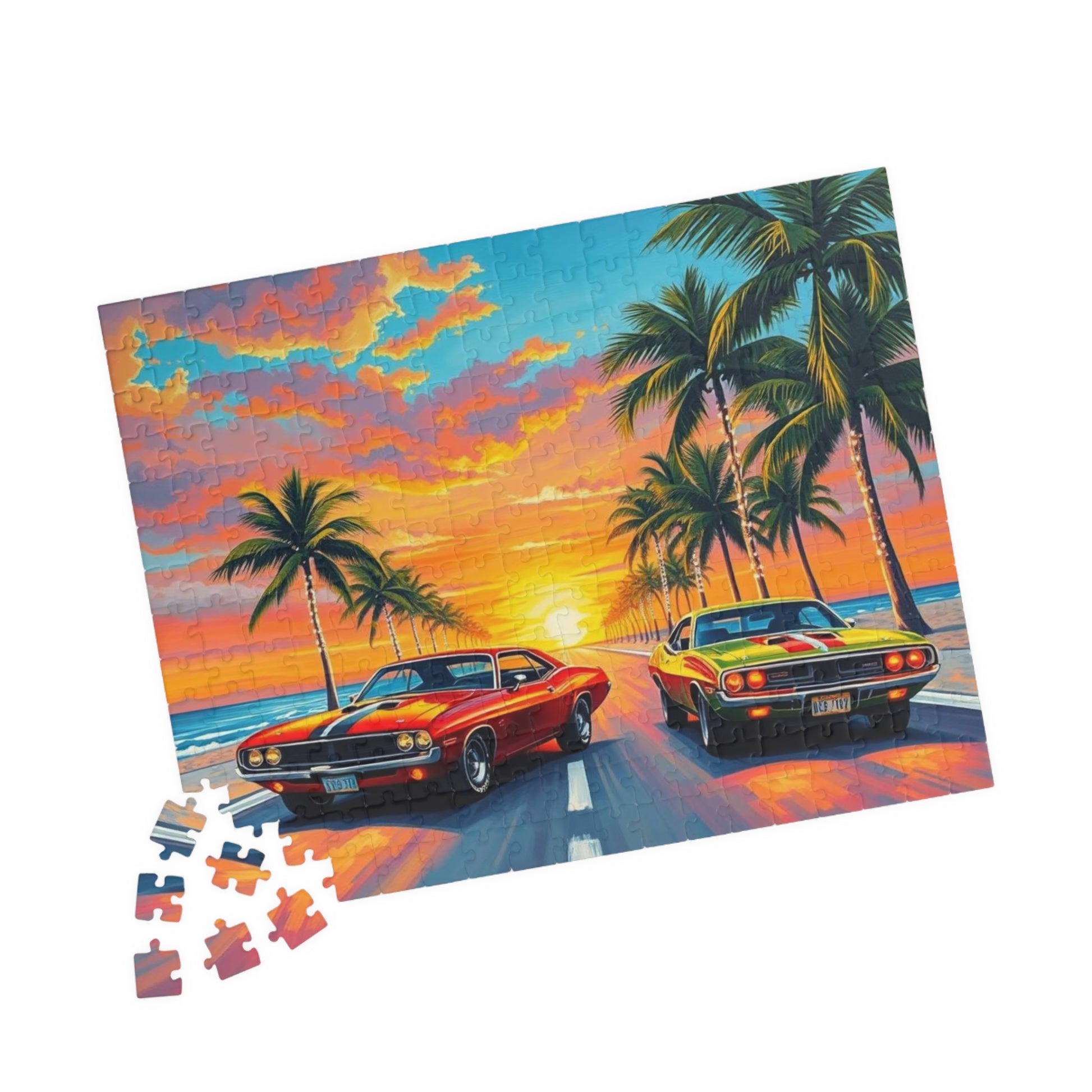 Vintage Car Puzzle - Retro Sunset Vibes, Nostalgic Auto Vehicle Jigsaw Game Puzzle The Puzzle Chest