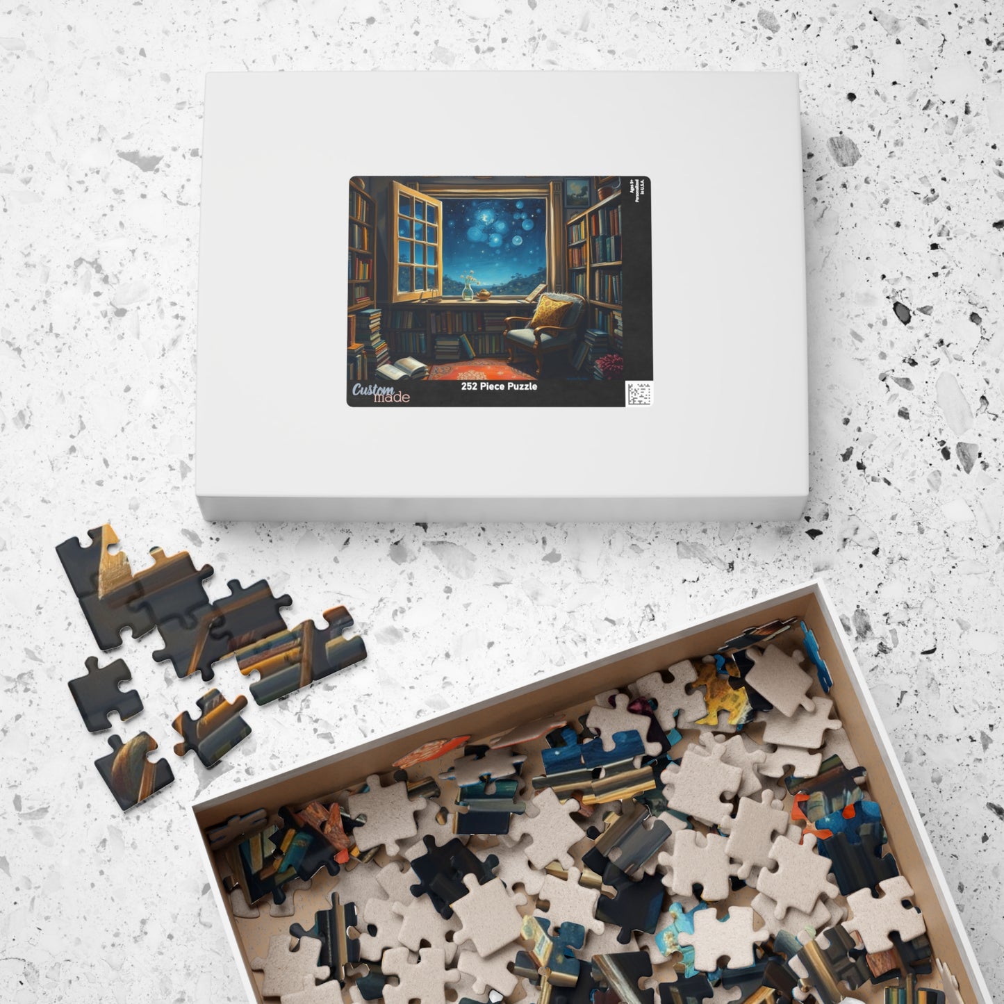Cozy Library Jigsaw Puzzle - Starry Night Sky, Book Lover Gift, Educational Game, Mindfulness Activity, Literary Scene, Ideal for Family Fun Puzzle The Puzzle Chest