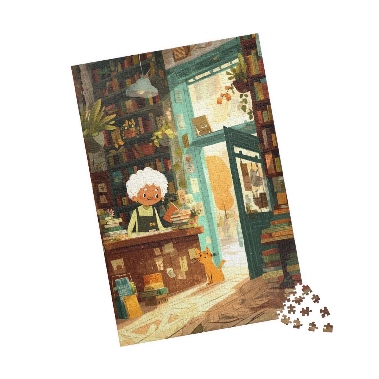 The Reading Nook Puzzle - Cartoon Cozy Bookstore Jigsaw Game for Adults, Best Gift for Book Lovers, Family Game Night 1014 pcs (Vertical) Puzzle The Puzzle Chest