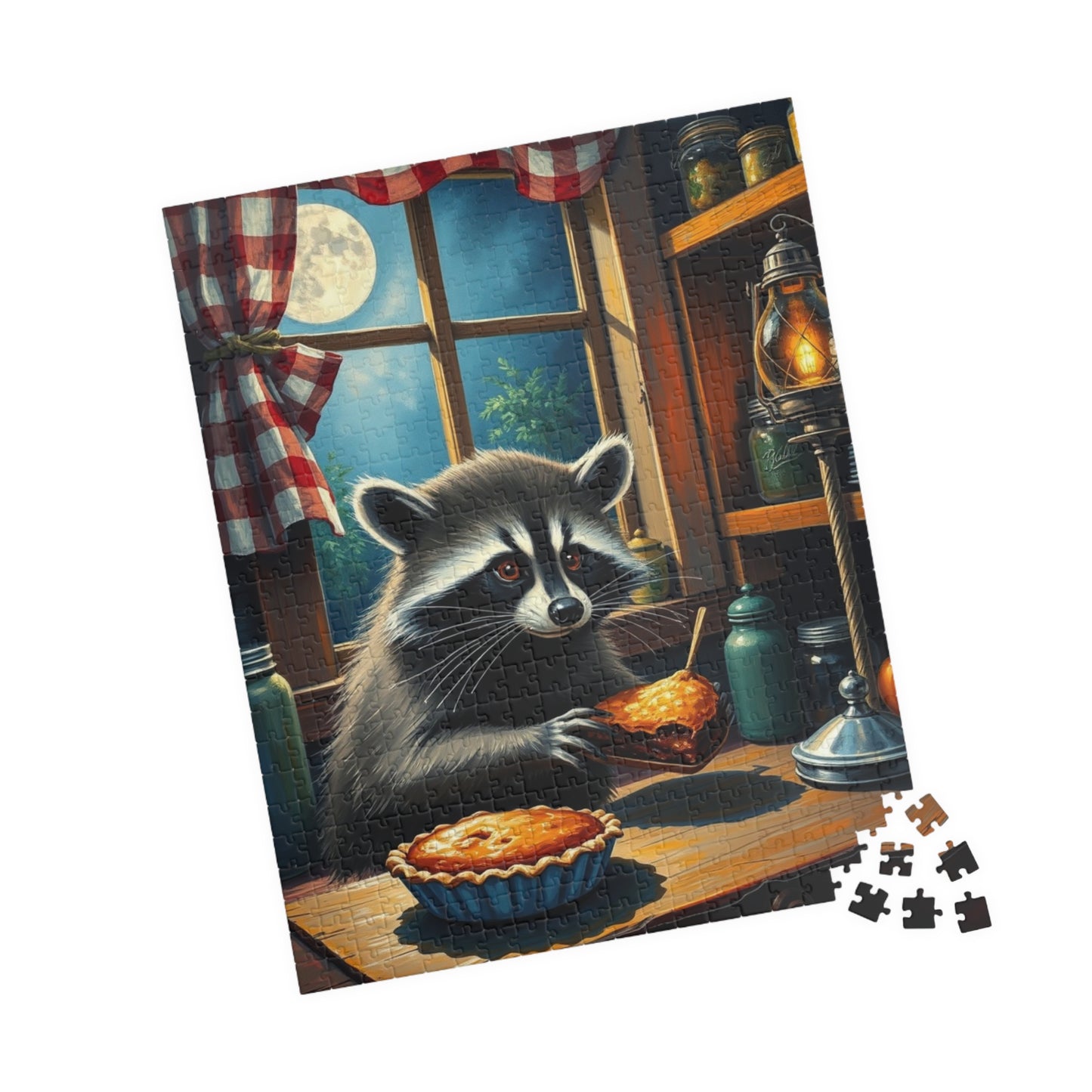 Charming Raccoon Puzzle - 110 to 1014 Pieces, Animal Stealing Pie, Cozy Home Décor, Family Fun, Gift for Nature Lovers, Indoor Activity Puzzle The Puzzle Chest
