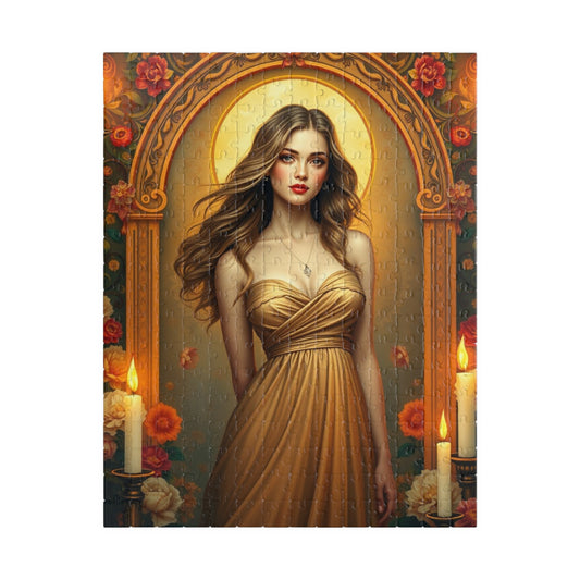 Beautiful Woman Portrait Jigsaw Puzzle, Elegant Art Floral Vintage Design, Romantic Decorative Scene for Puzzle Enthusiast, Best Unique Gift 252 pcs (Vertical) Puzzle The Puzzle Chest