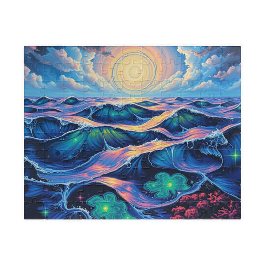 Colorful Ocean Waves Jigsaw Puzzle, Beautiful Art Puzzle for Adults, Family Game Night or Solo Fun, Best Unique Holiday Puzzle Lover Gift 110 pcs (Horizontal) Puzzle The Puzzle Chest