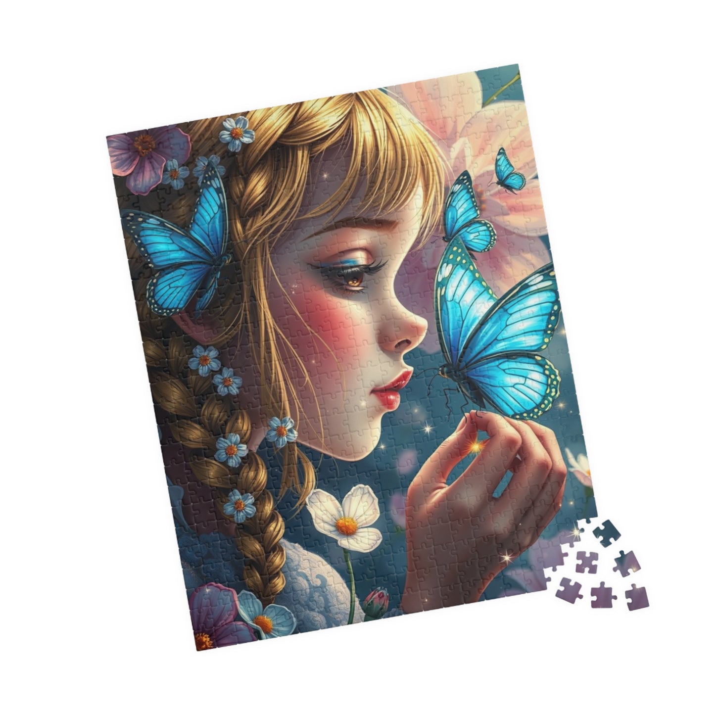 Jigsaw Puzzle Woman and Blue-winged Butterfly, Whimsical Illustration, Mindfulness Activity Relaxing Hobby, Home Entertainment, Brain Teaser Puzzle The Puzzle Chest